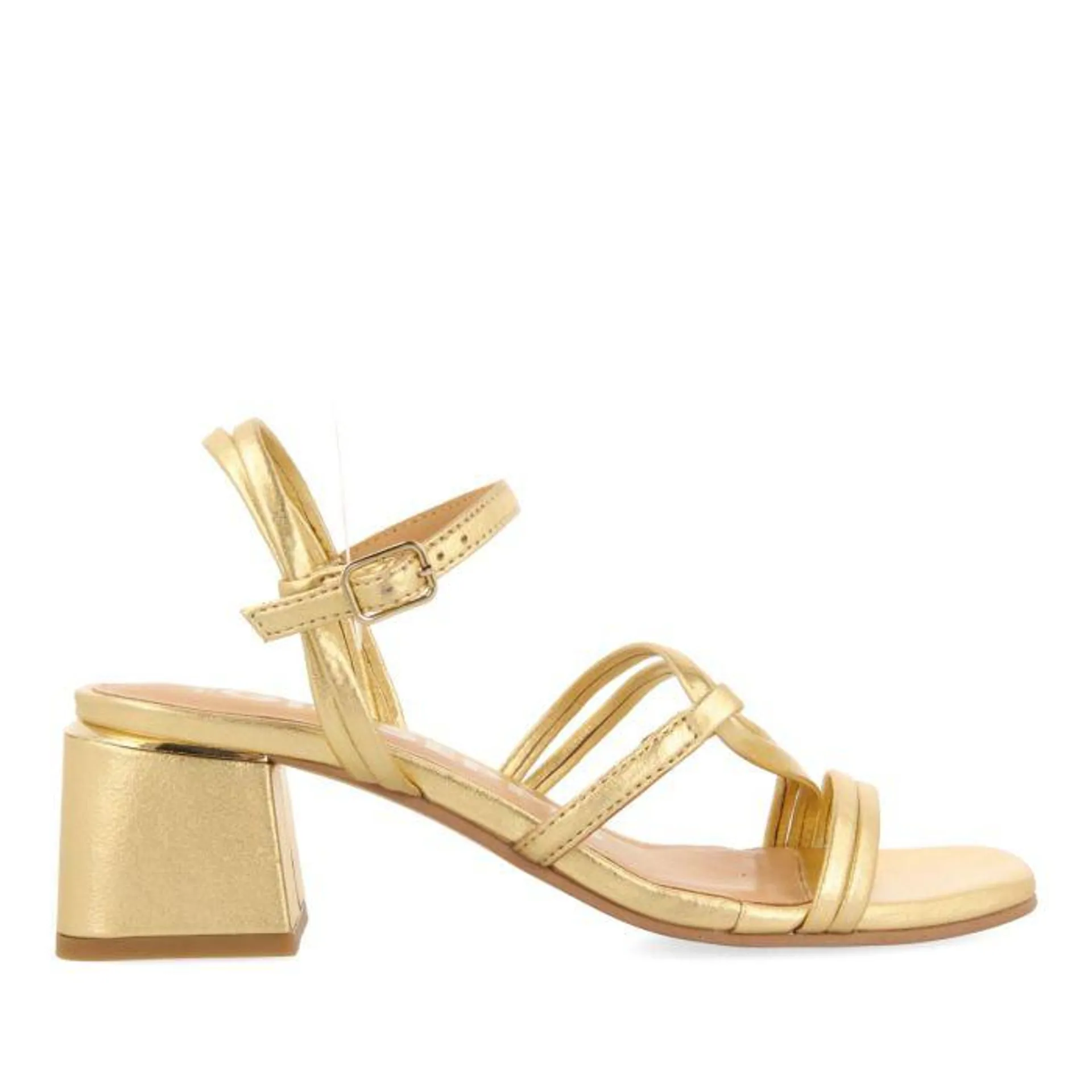 GOLDEN HEEL SANDALS WITH BRAIDED STRAPS FOR WOMEN PUSTEC