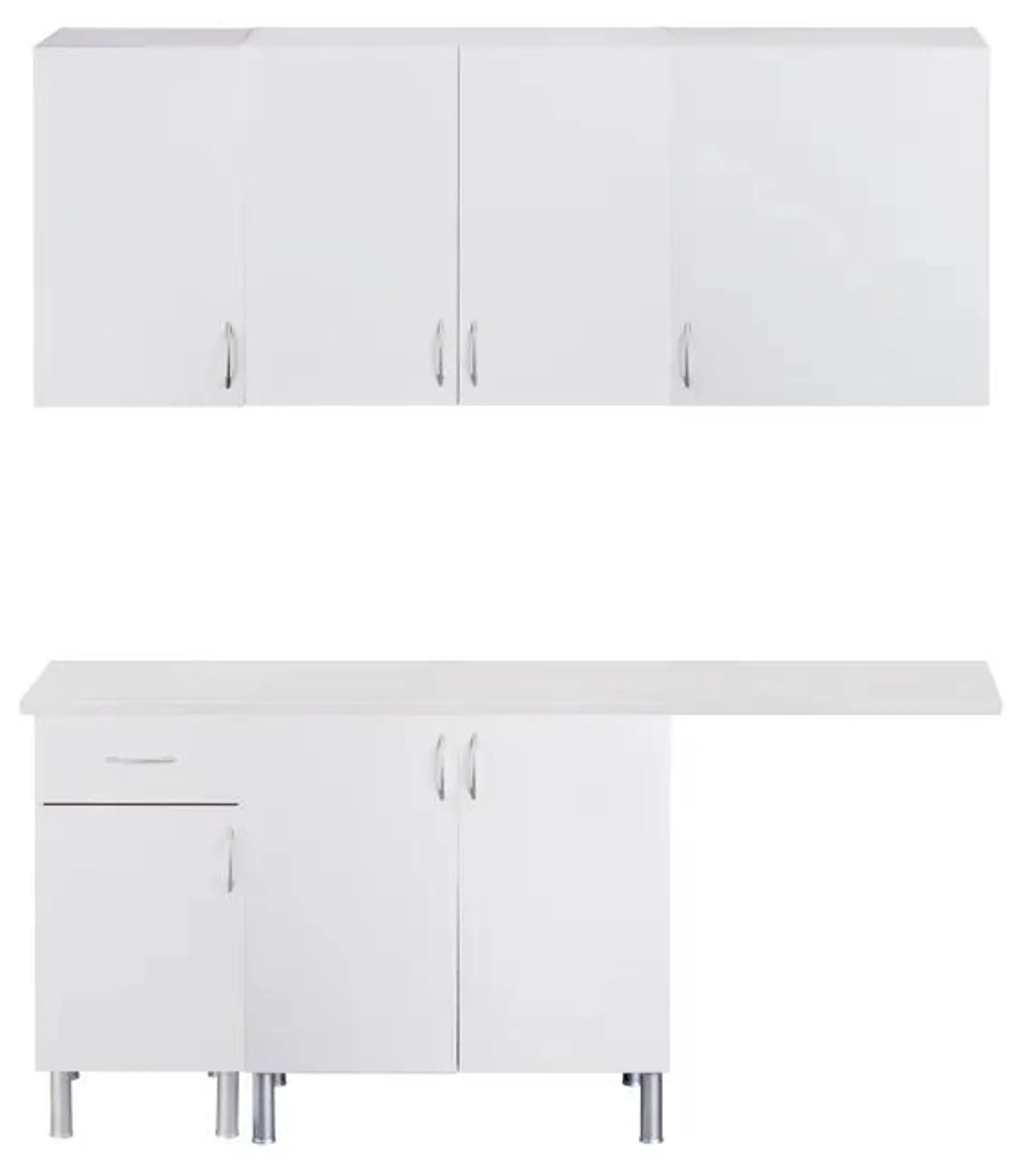 Mueble lavadero en kit Basic New blanco 180cm con 4 muebles altos y 3 bajos