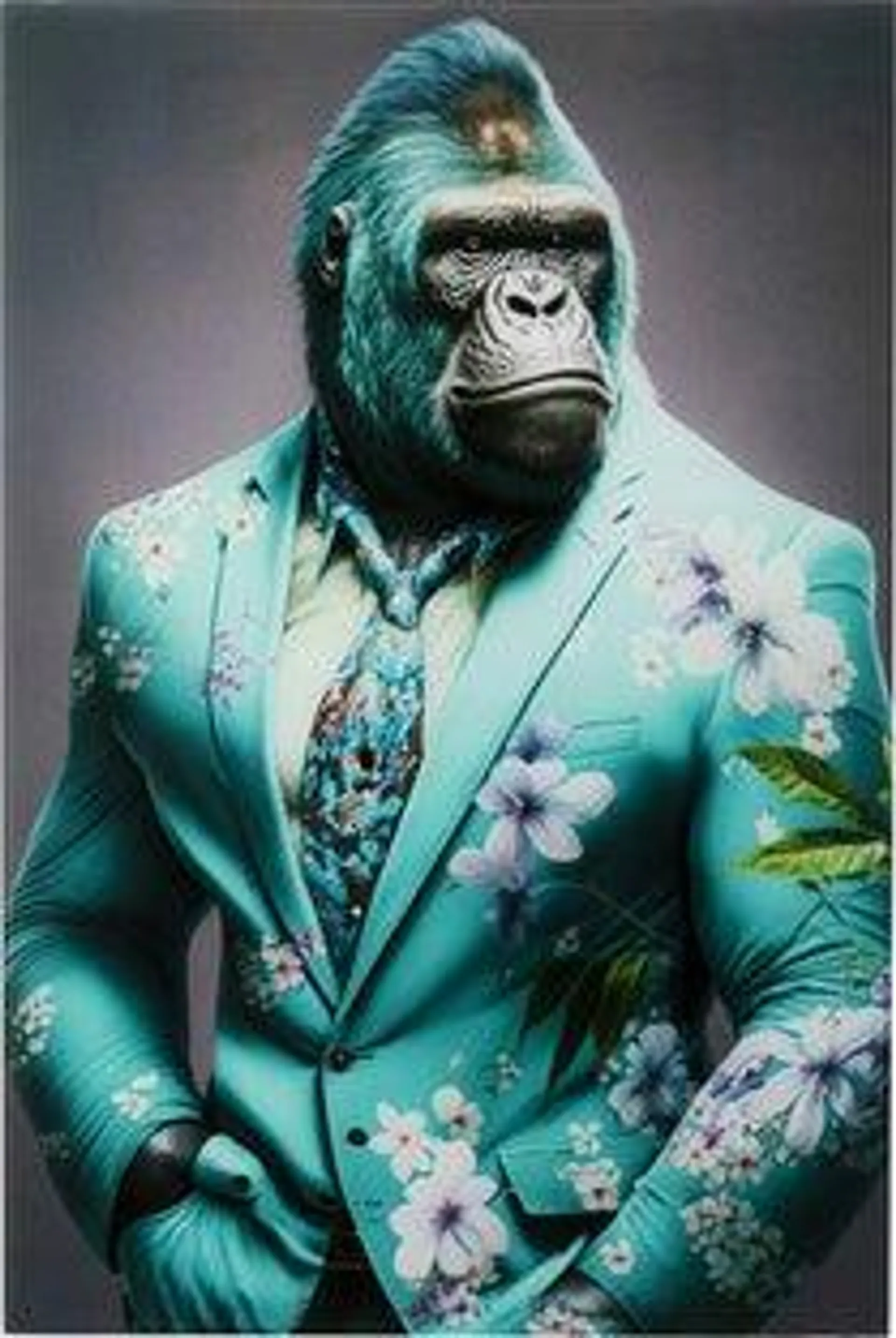 Cuadro cristal Mister Gorilla Azul 60x90cm