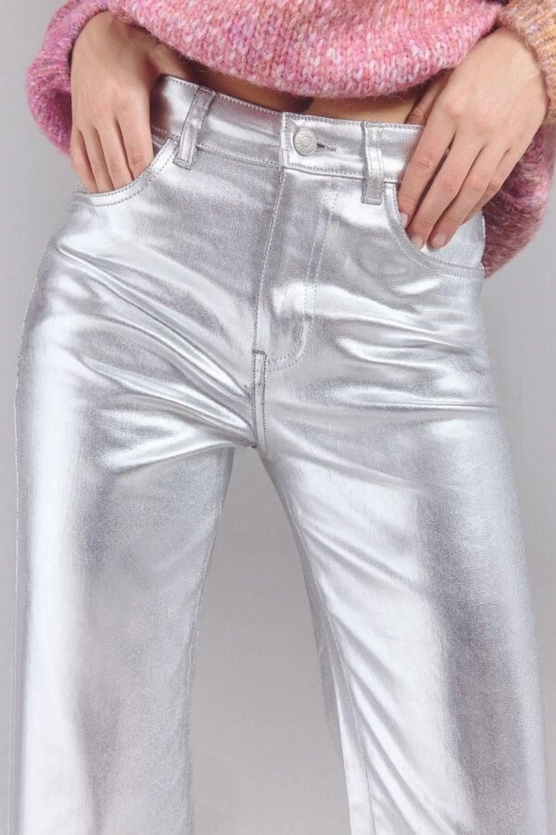 Pantalones new recto plata