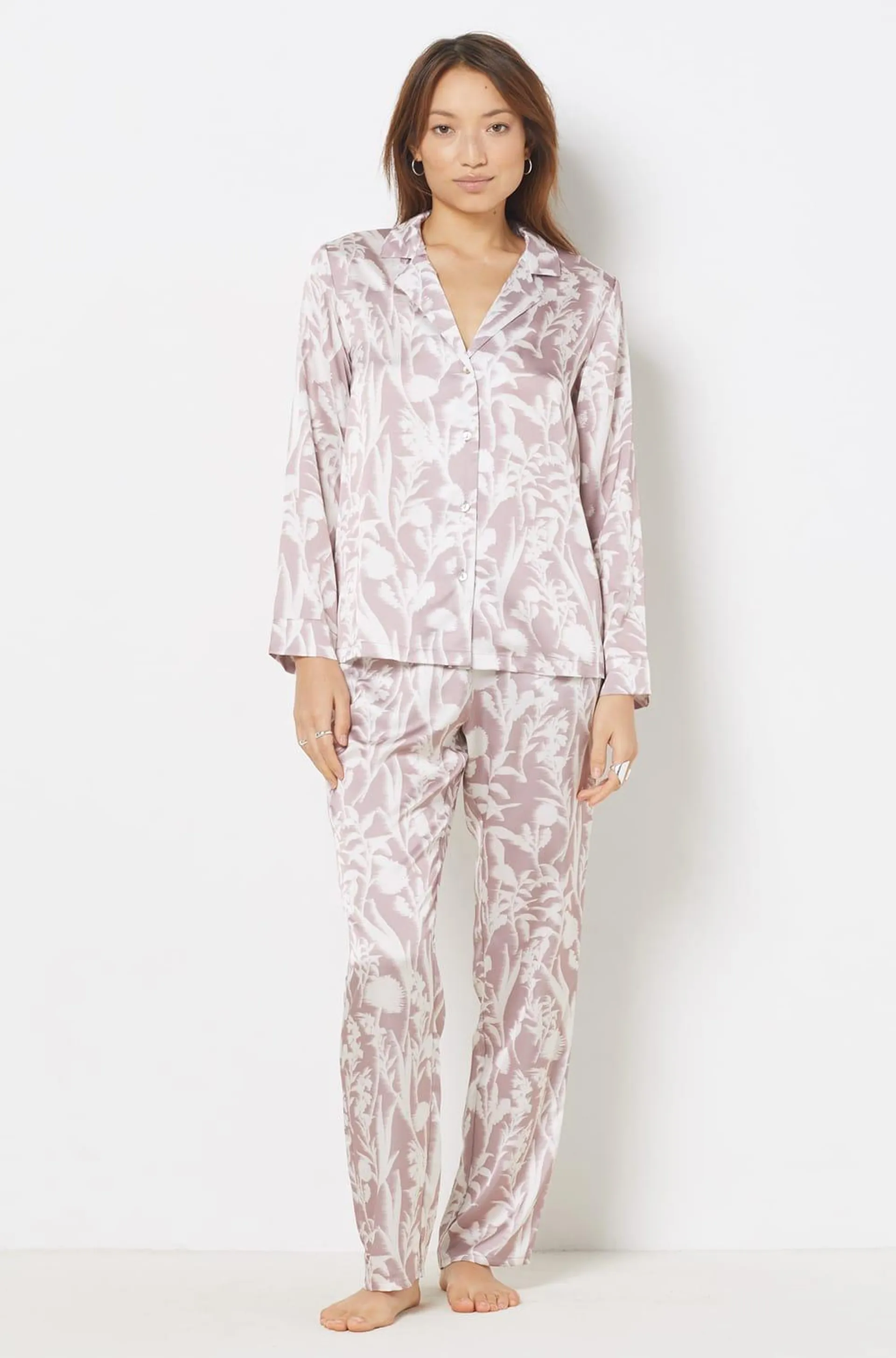 Camisa pijama satén estampado floral