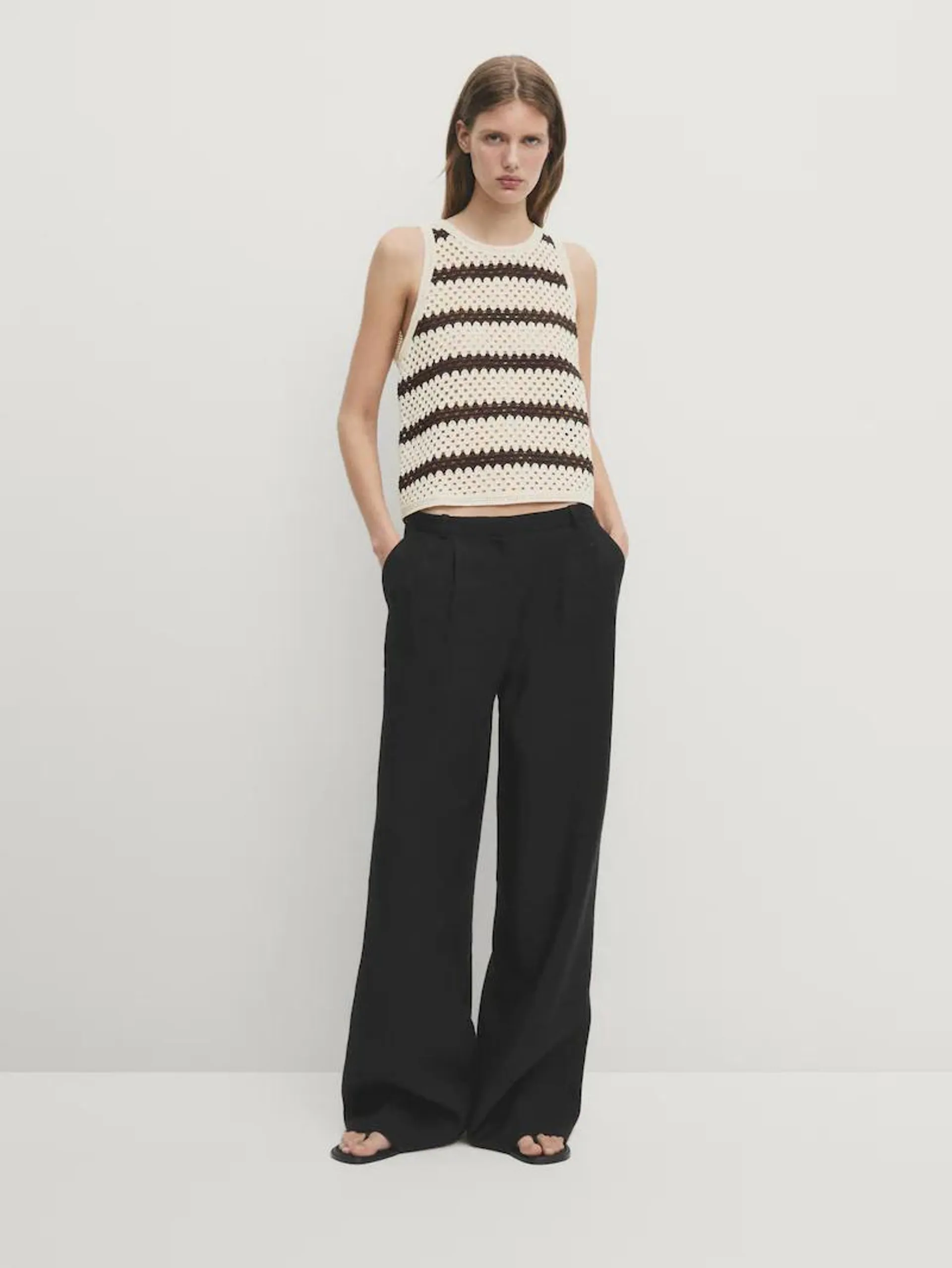 Top halter rayas crochet