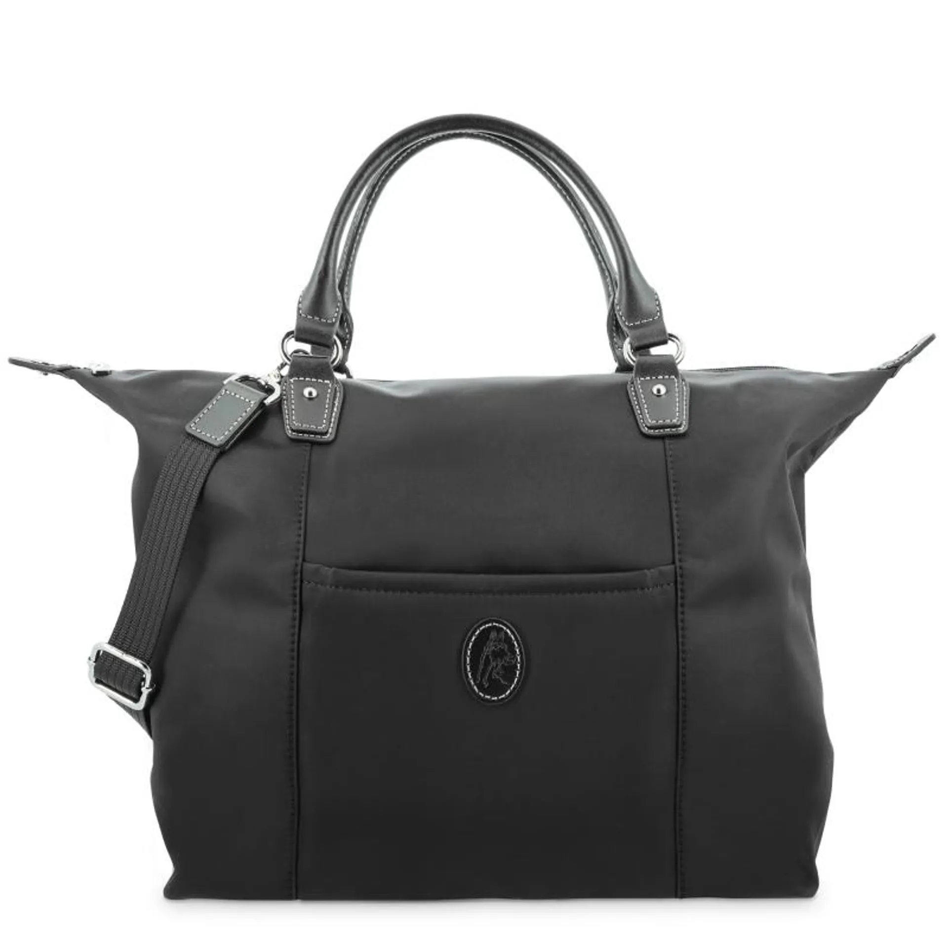 Bolso Tote mujer en lona y piel vacuno color negro-Paris