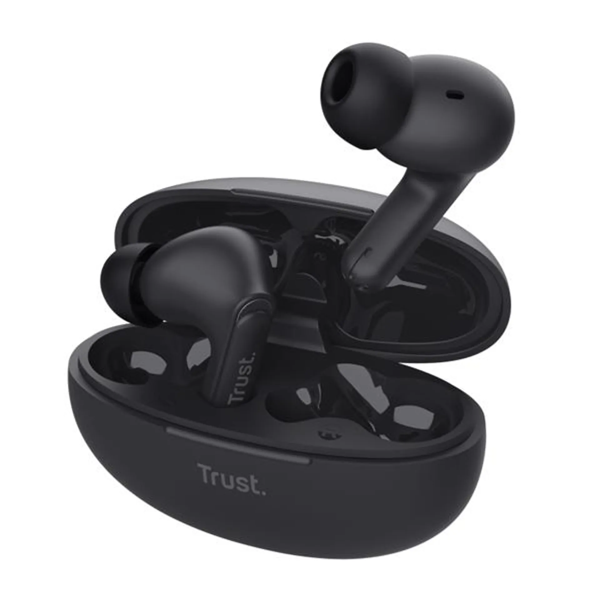 AURICULAR INTRAUDITIVO BLUETOOTH TRUST YAVI 25296 NEGRO ENC BASE DE CARGA USB-C CONTROL TACTIL 23H