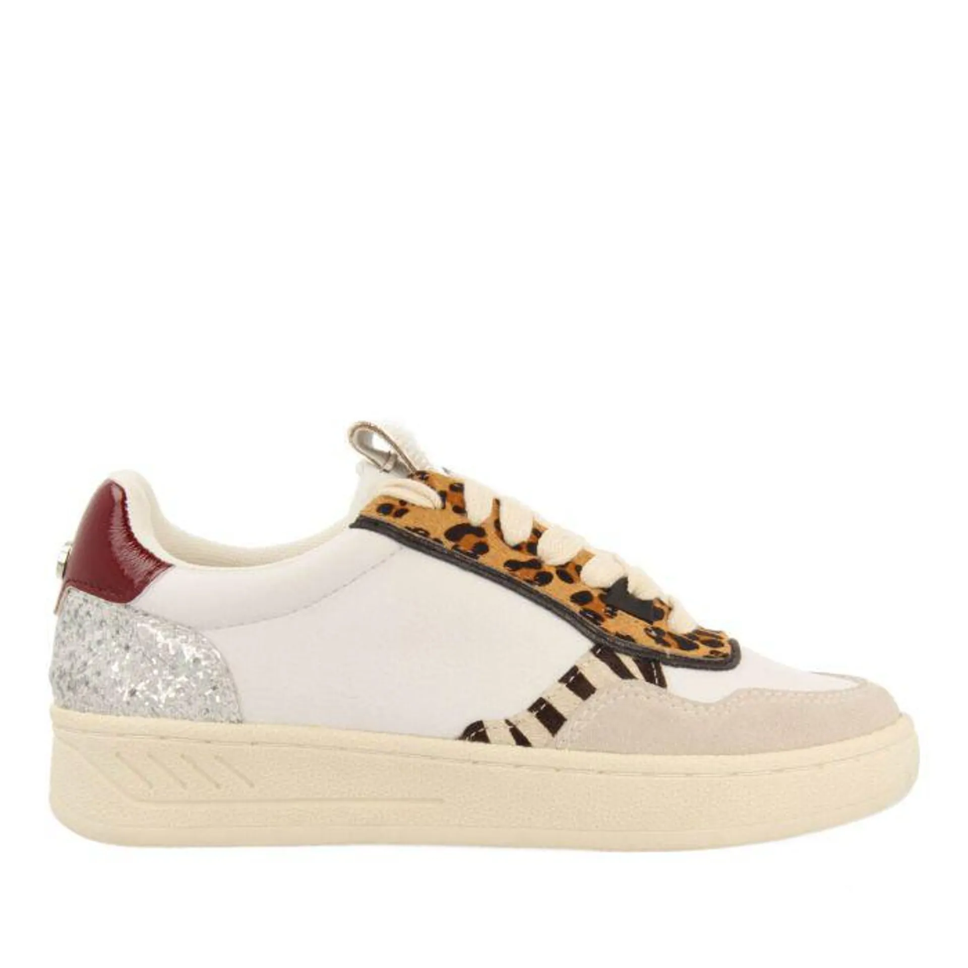Bowdle women's white sneakers with mixed prints