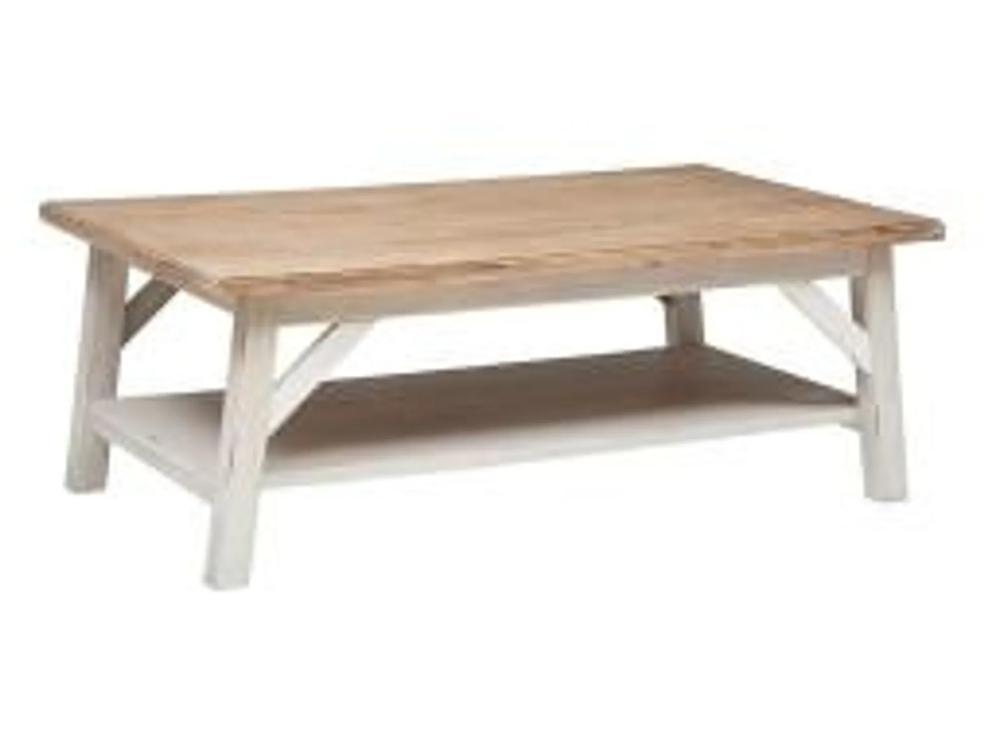 Mesa De Centro Olivia Acacia Natural Y Blanco