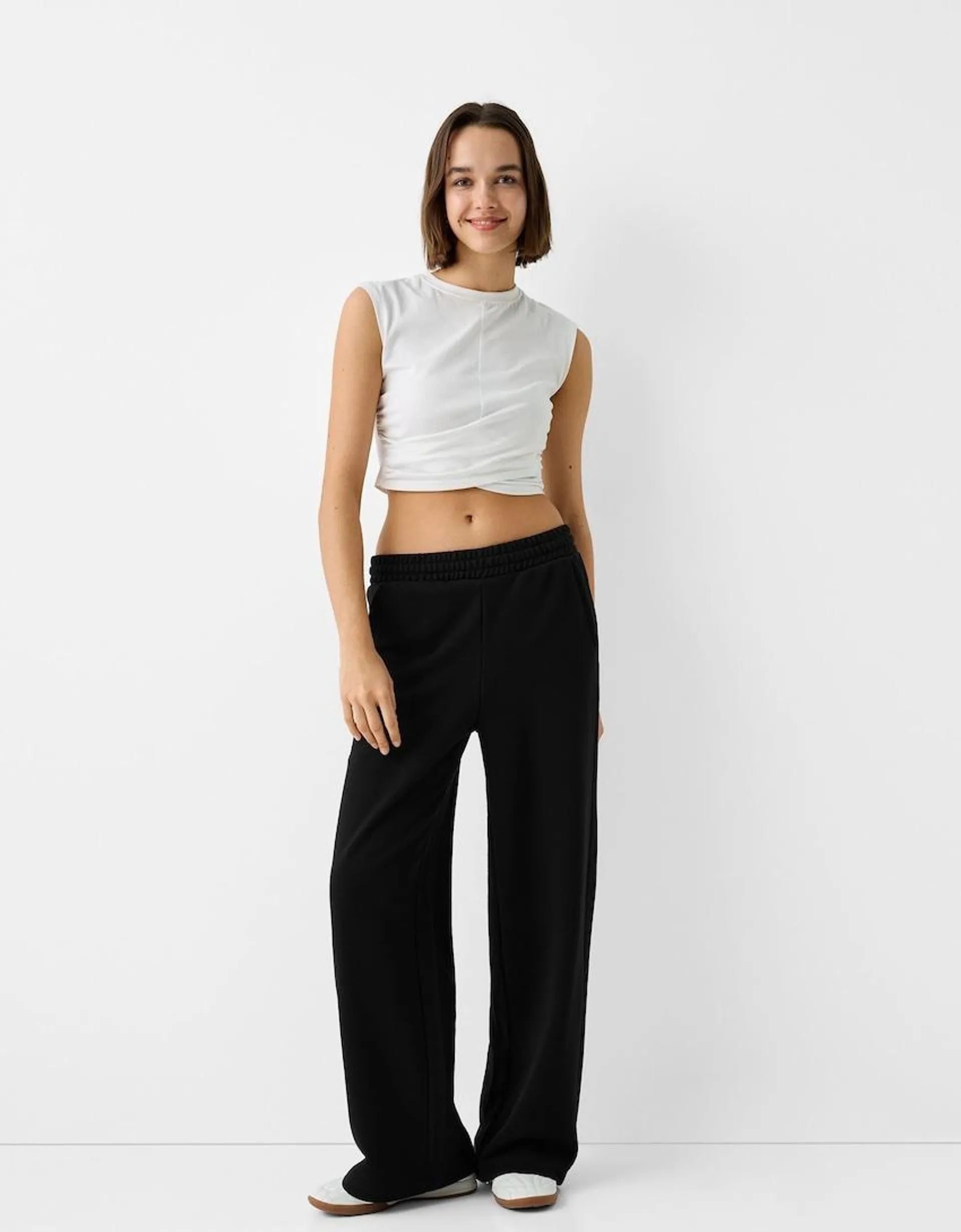 Wide leg plush trousers