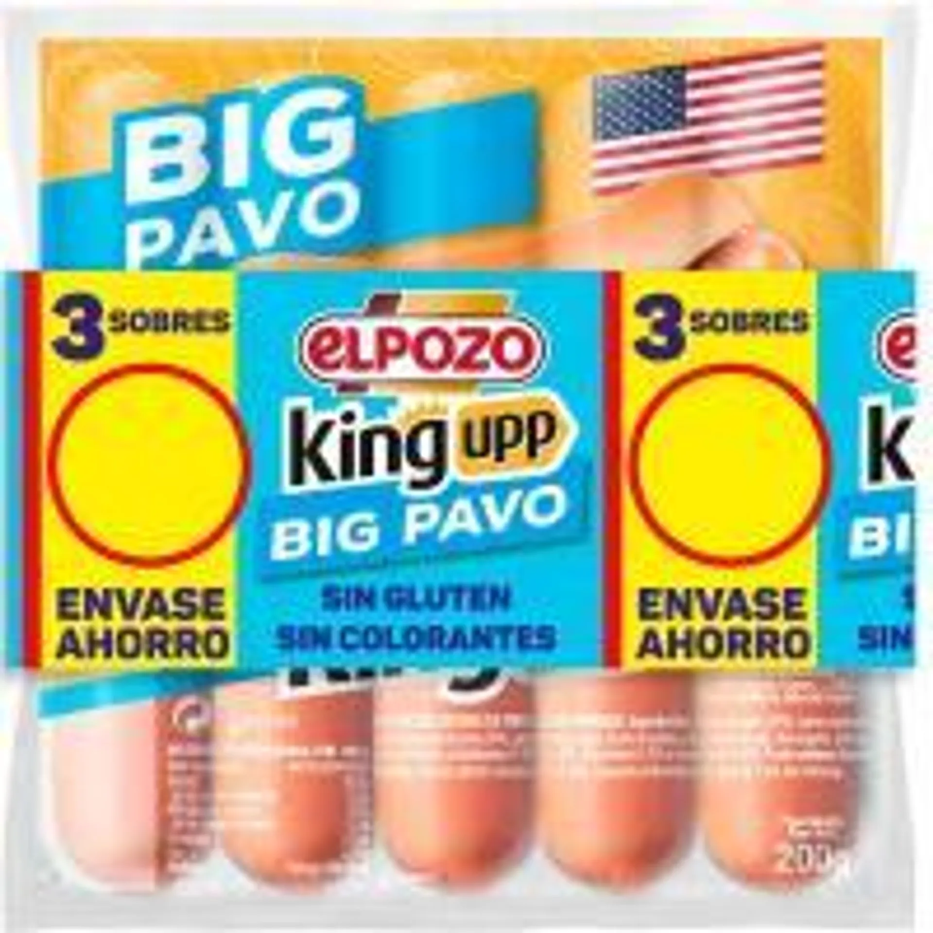 Salchichas big de pavo ELPOZO, pack 3x200 g