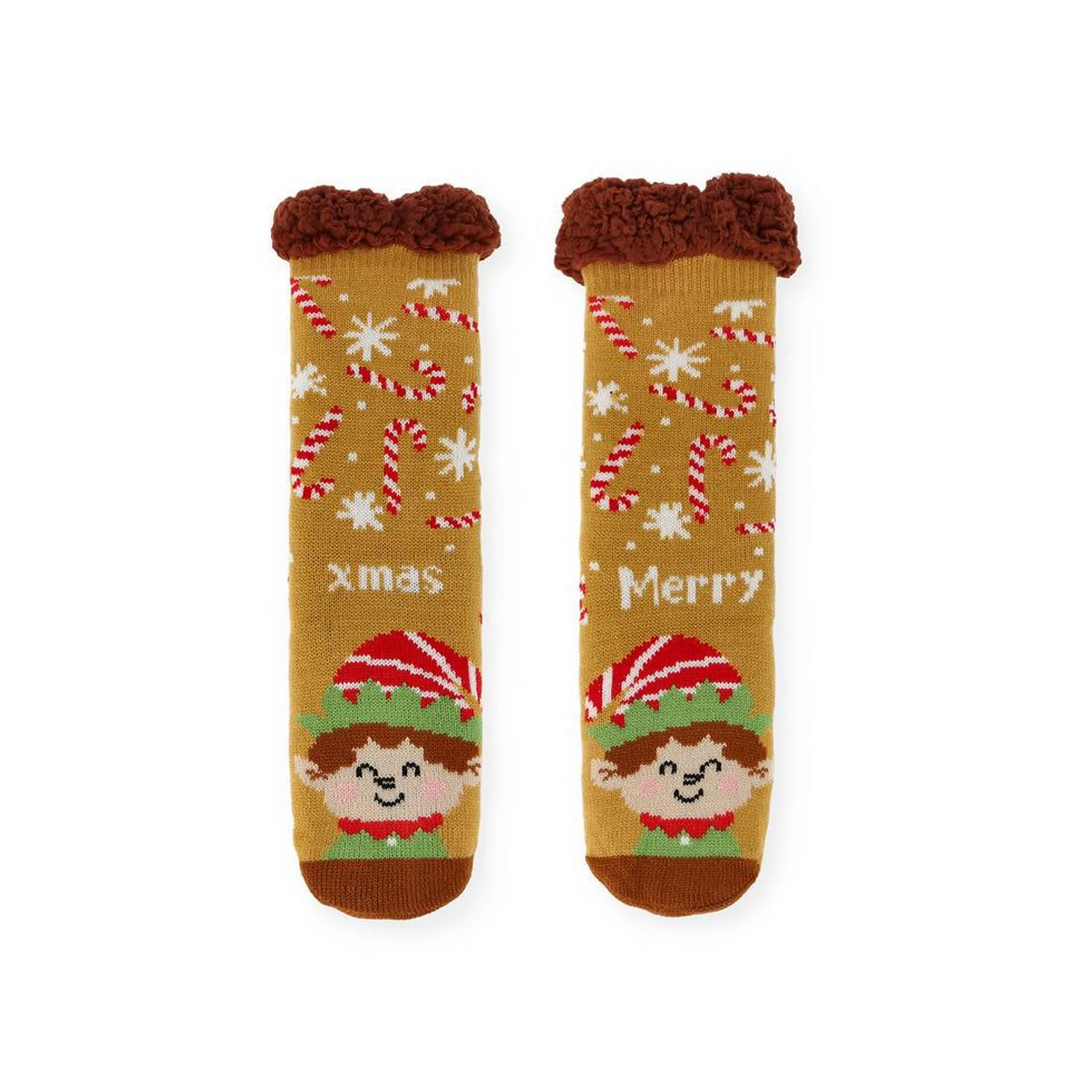 Calcetines gruesos navideños – Elfo talla - S/M
