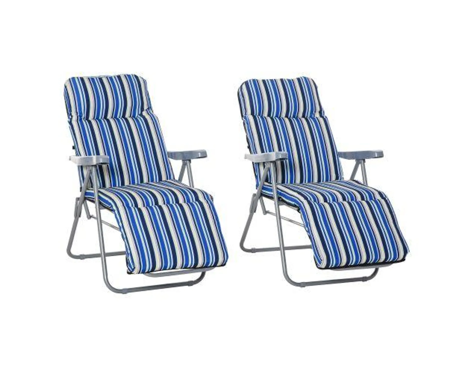 Tumbonas de jardín 60x75x102 cm acero, poliéster color azul Outsunny