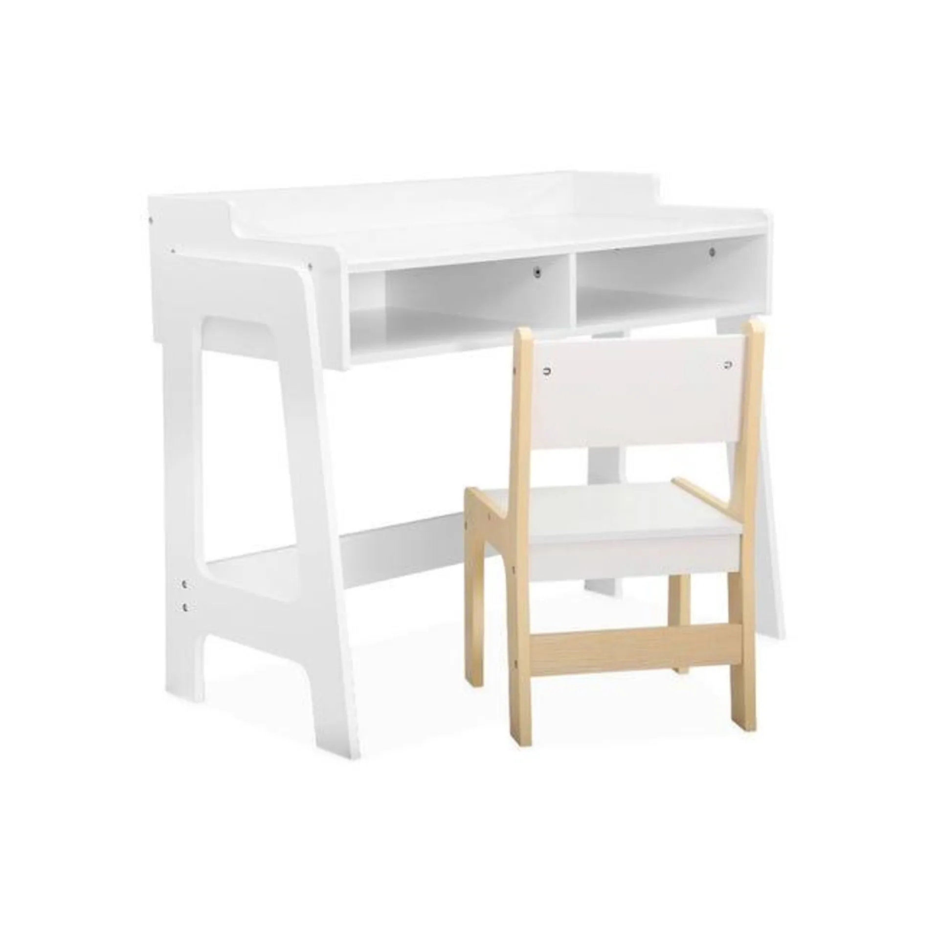 Escritorio con silla para niños, Tobias, Blanco, 83x40x67 cm