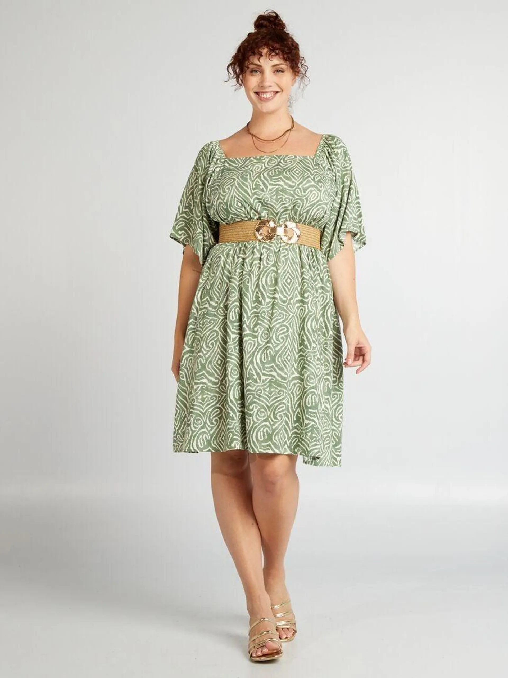 Robe courte à motif - Vert