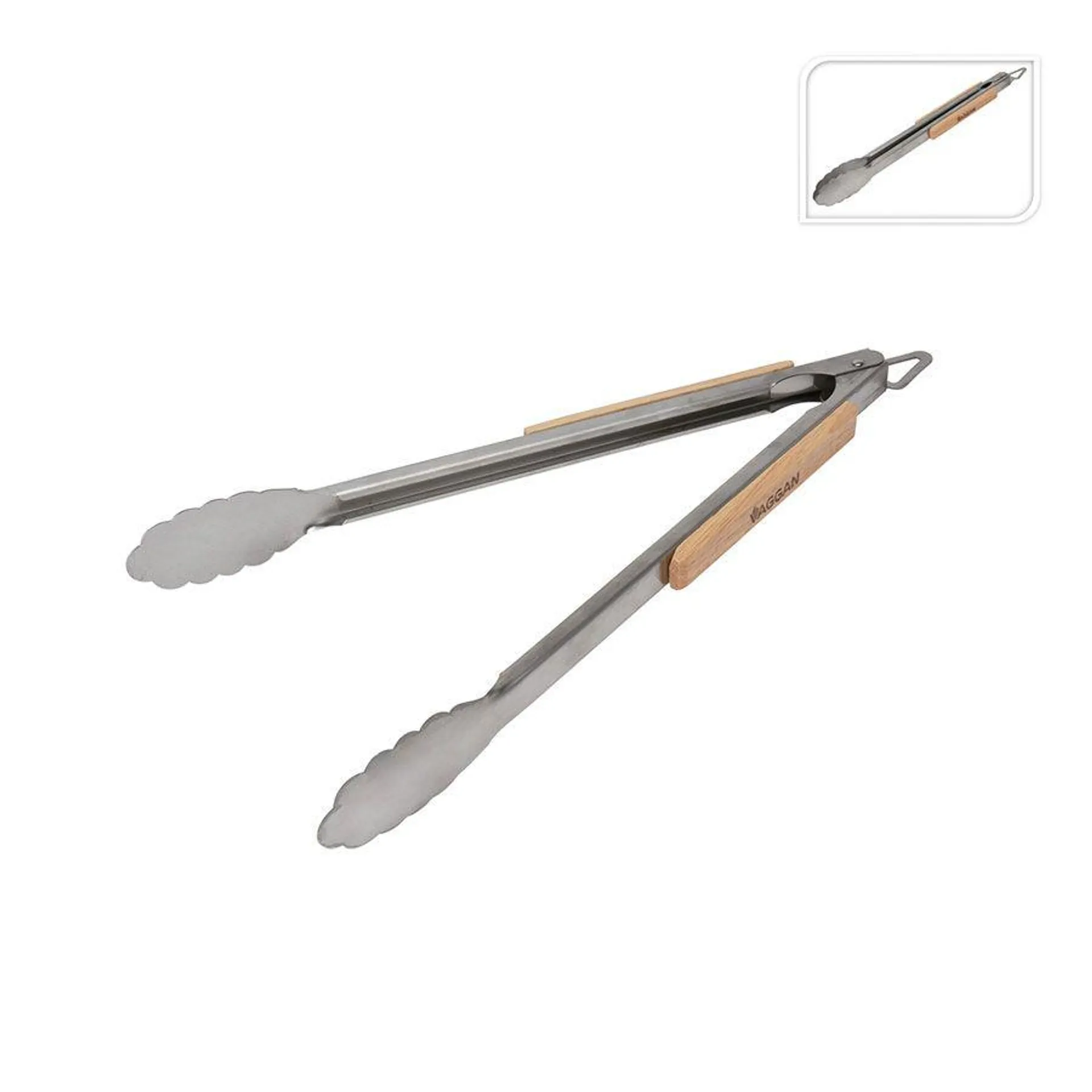 Pinza barbacoa acero bambú 45cm Koopman