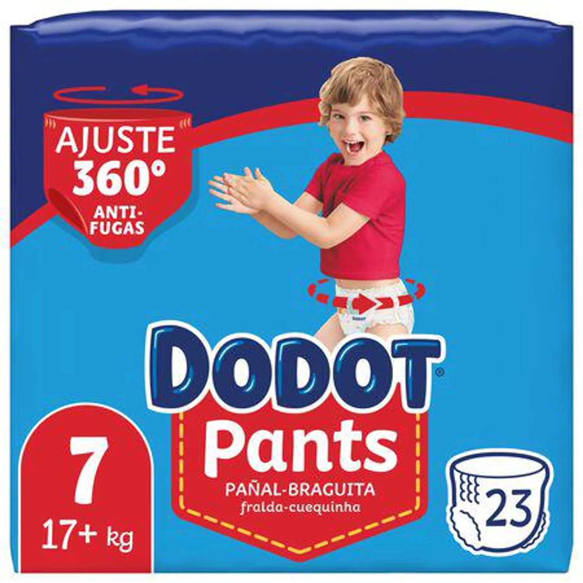 Pañales braga Dodot Pants talla 7 +17kg 23 uds