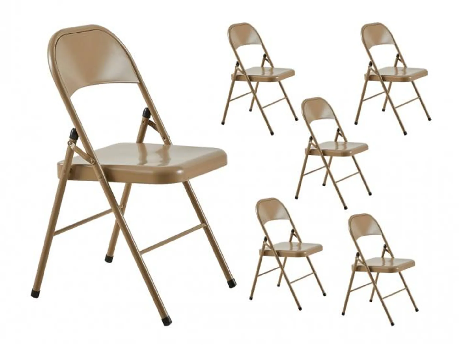 Pack 6 sillas plegables metálicas color topo