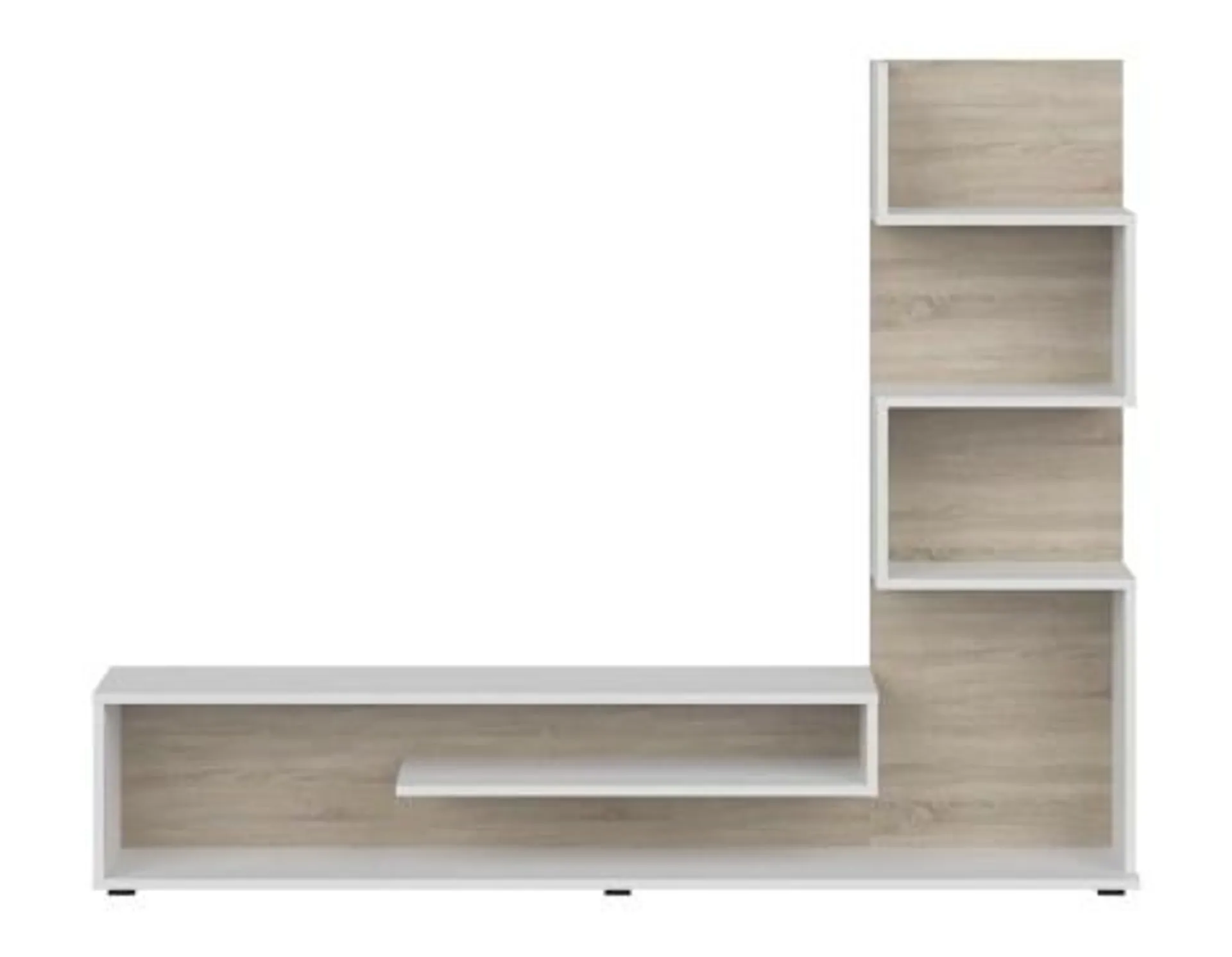 Mueble Salón Tv Snake Blanco Y Roble Cambrian