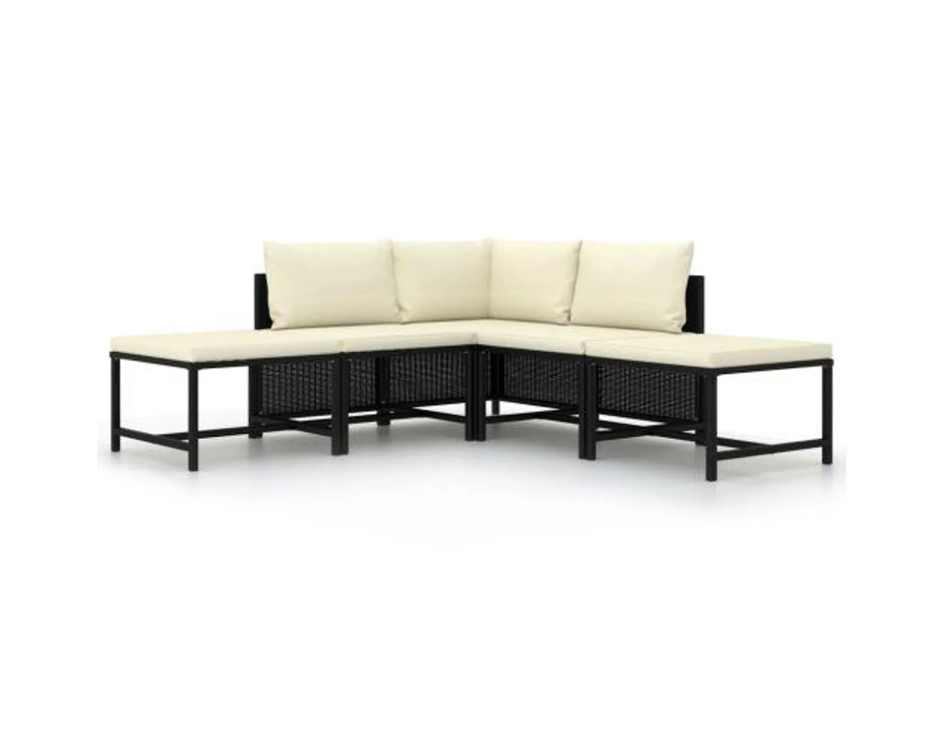 vidaXL set de sofás de jardín 5 pzas y cojines ratán sintético negro