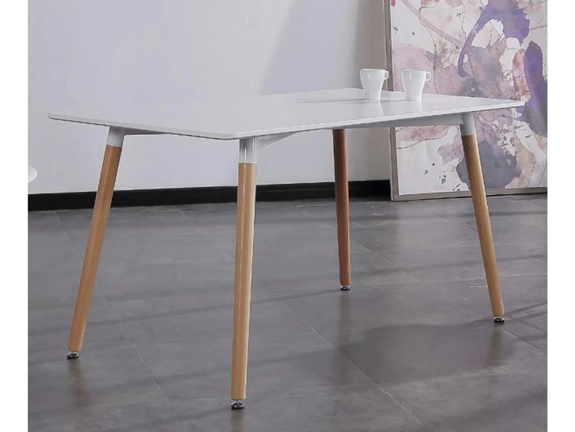 Mesa de comedor fija de 120 cm color blanco-haya