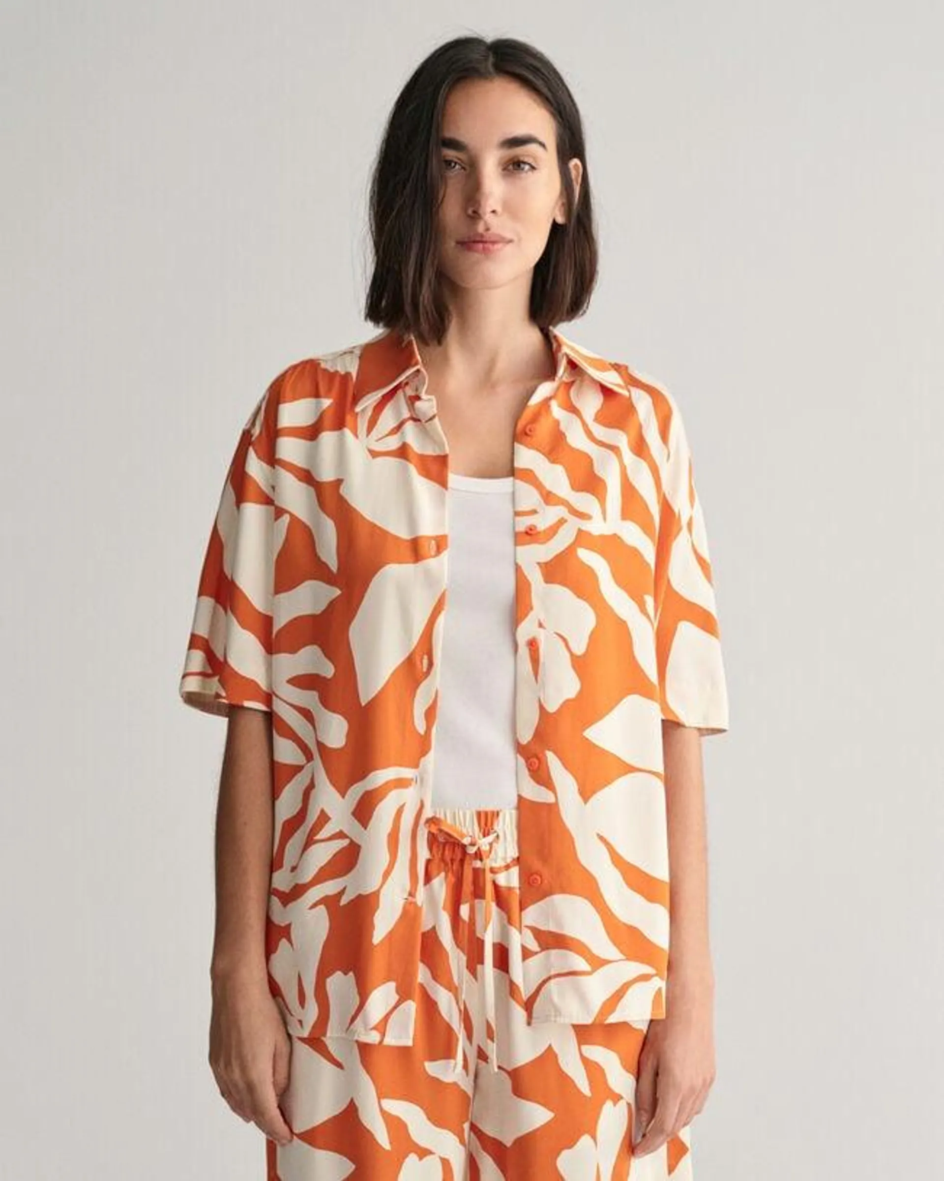 Camisa Relaxed Fit de manga corta Palm Print