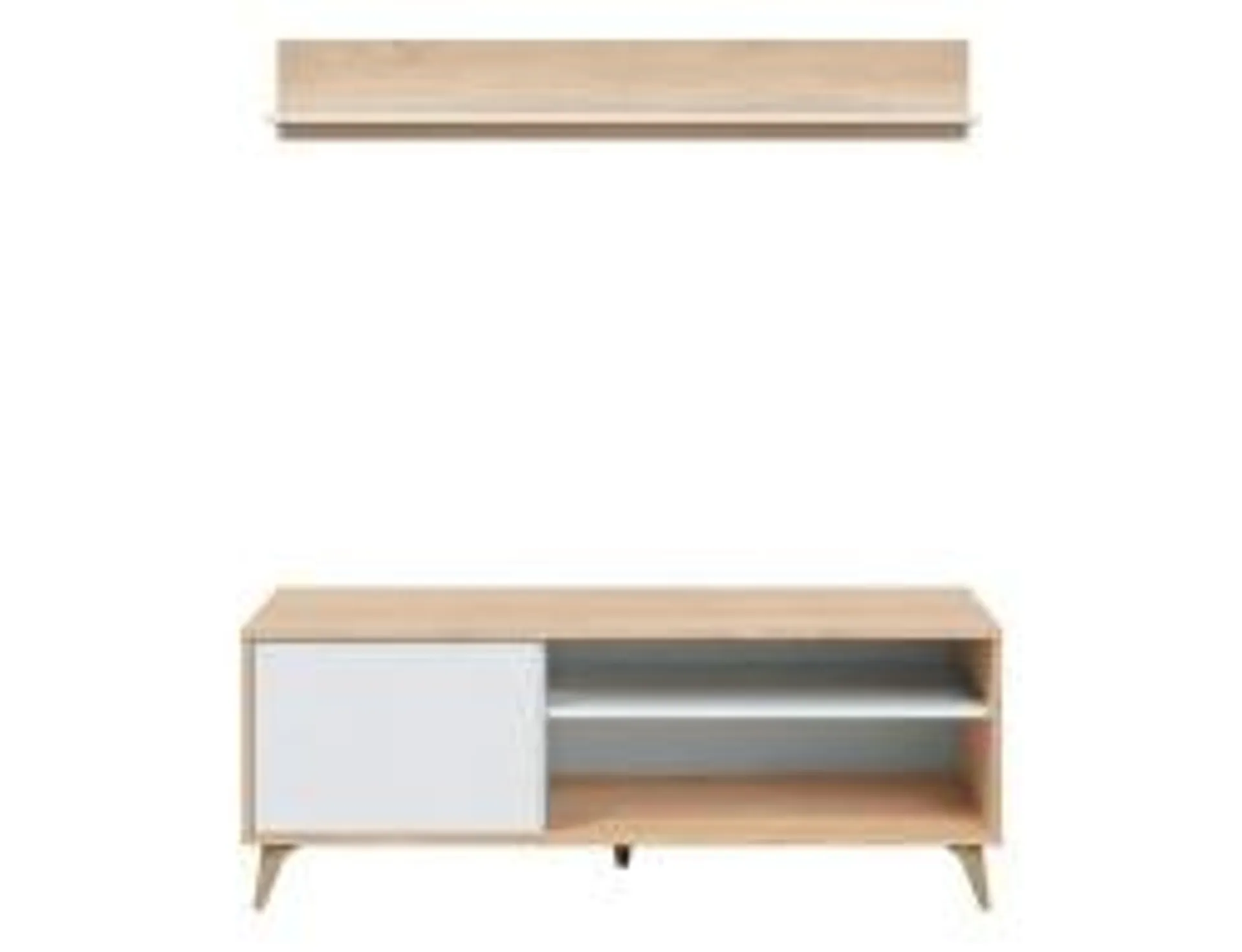 Mueble Tv Con Estante Kikua Roble Y Blanco Artik