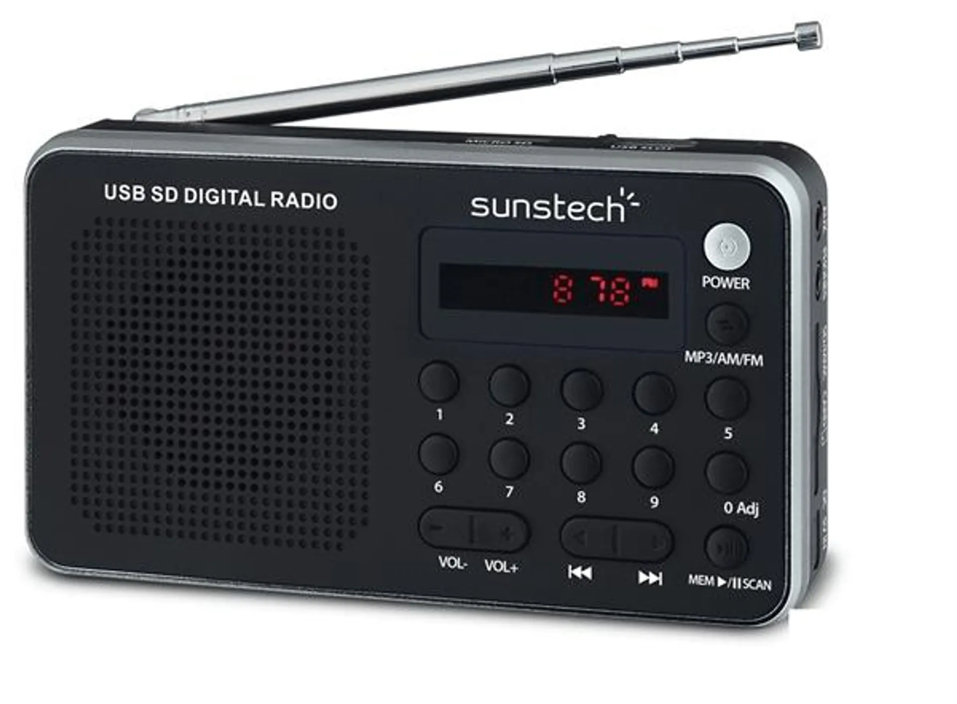 PORTABLE DIGITAL AM-FM RADIO SILVER