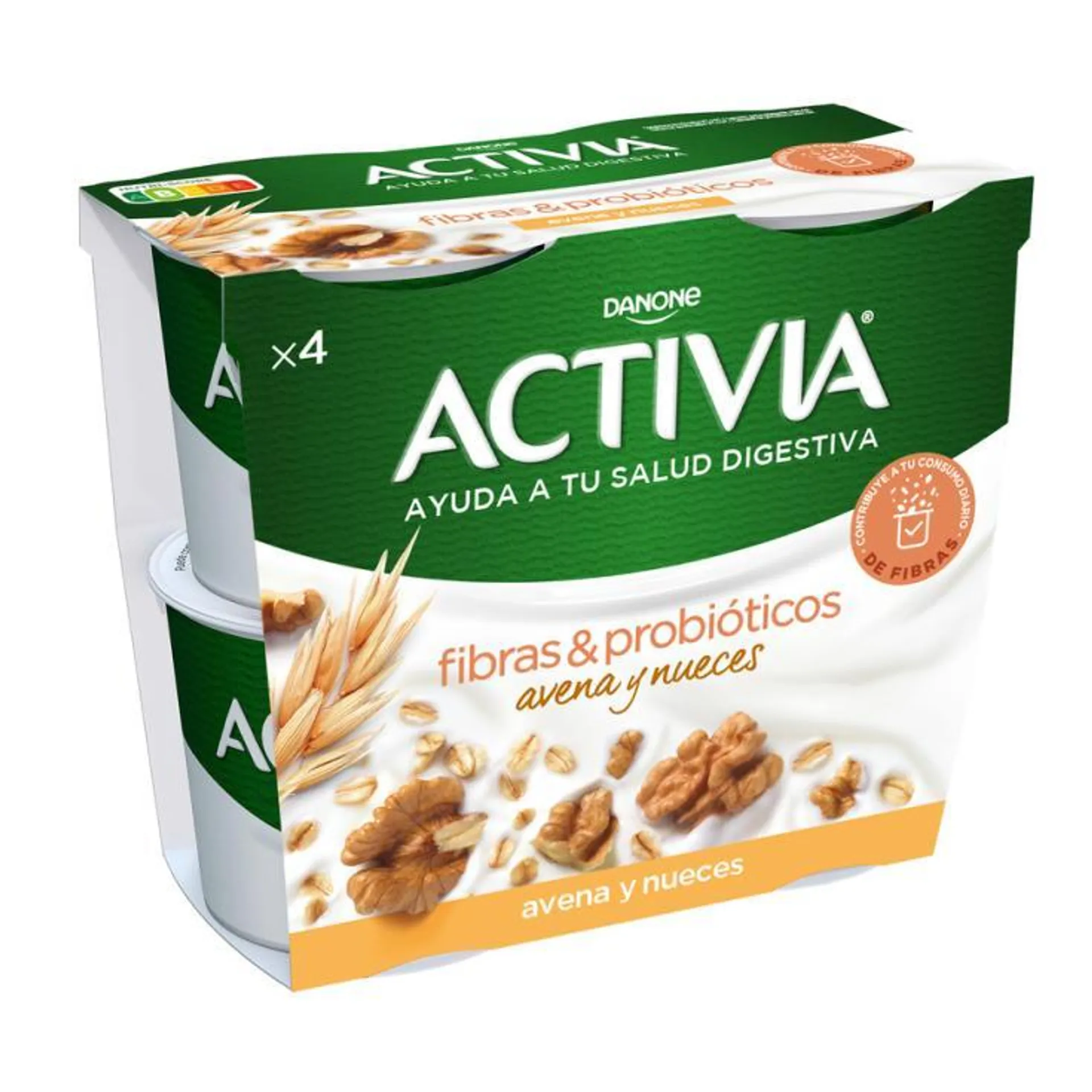 ACTIVIA FIBRAS BÍFIDUS AVENA Y NUECES, 4X115G DANONE