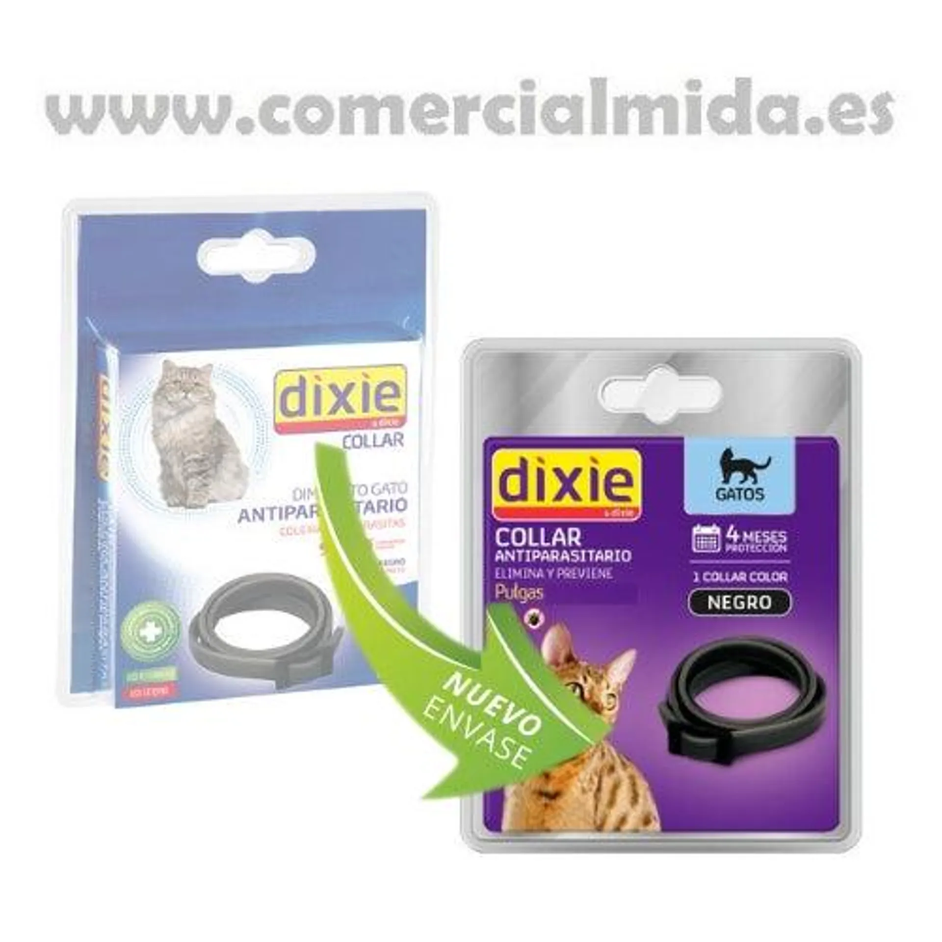 DIXIE Collar Antiparasitario Pulgas y Garrapatas para Gatos, Color Negro