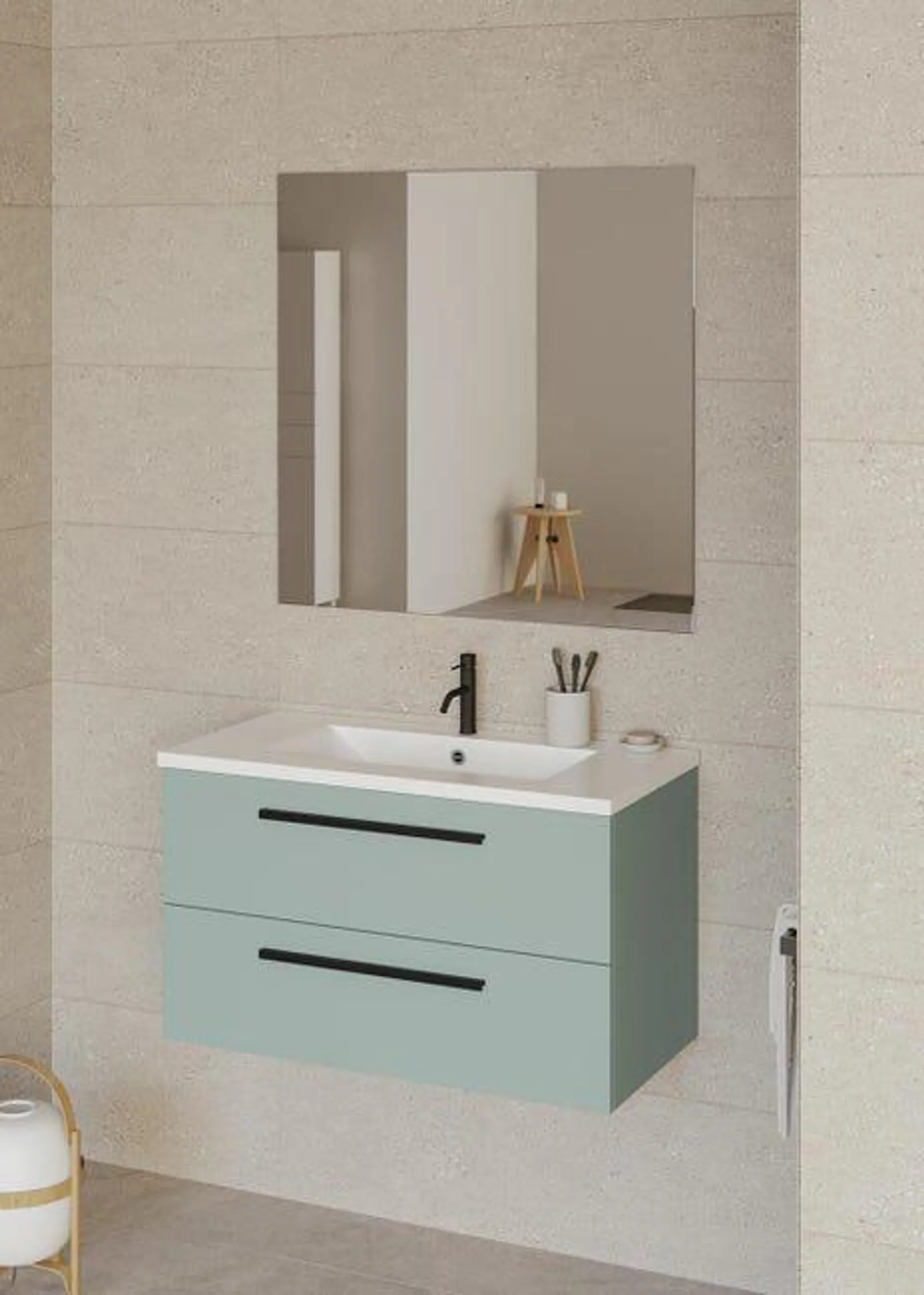 Mueble de baño con lavabo Madrid azul 80x45 cm Ver detalles del producto