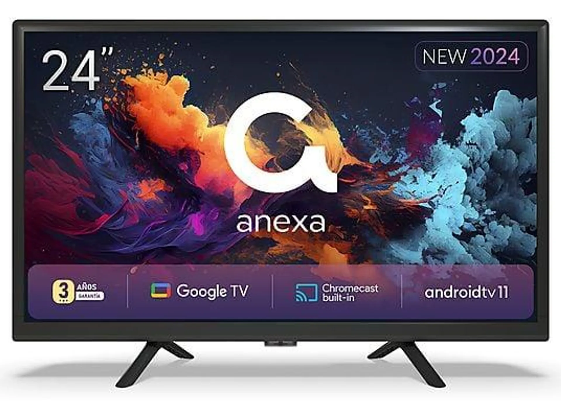 TV DLED 24" - ANEXA SMART24C01HG Google TV, HD, Arm Cortex A55x4, Smart TV, DVB-T2 (H.265), Negro