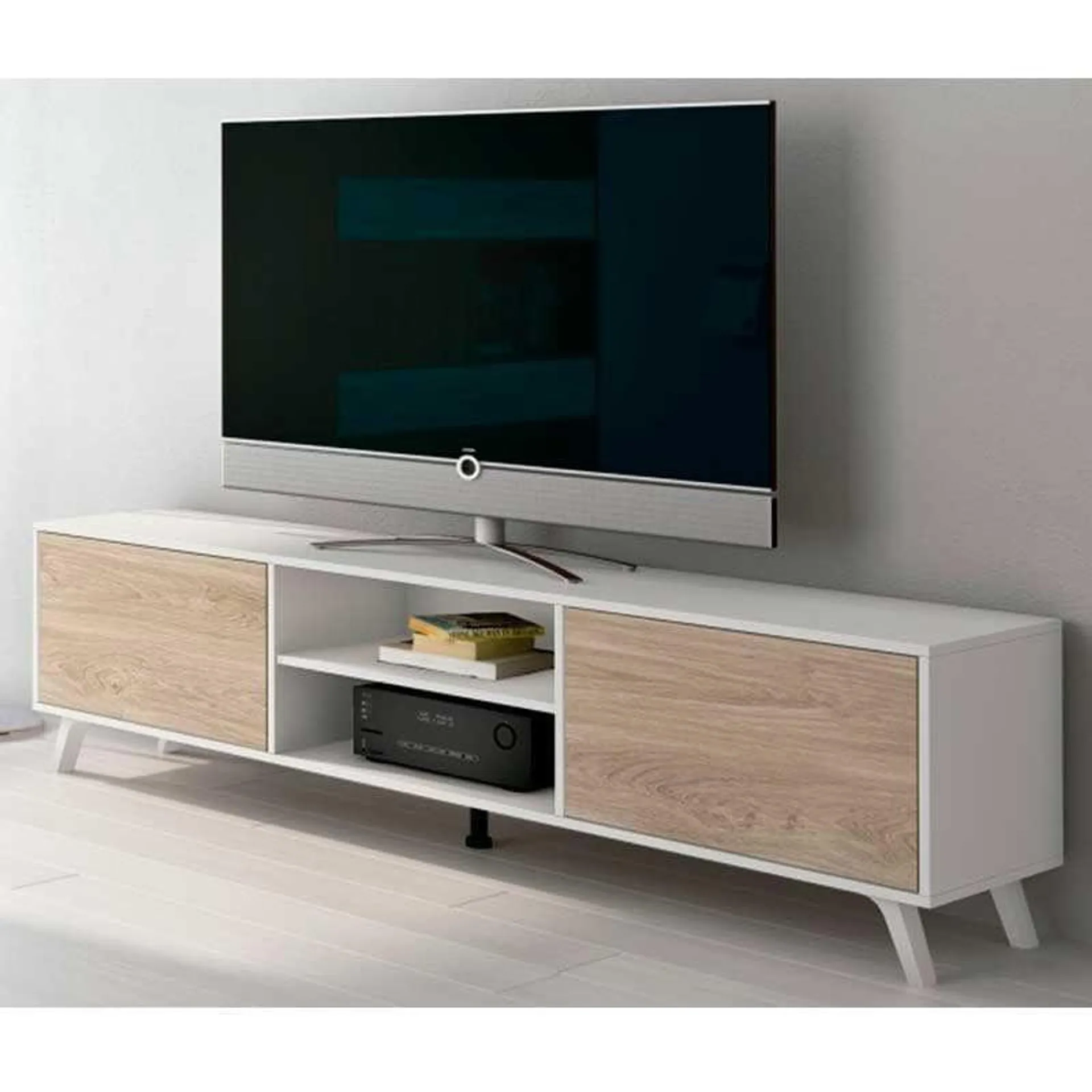 Mueble bajo TV Soto 2 armarios+2 huecos abiertos 49x180x39,6 cm