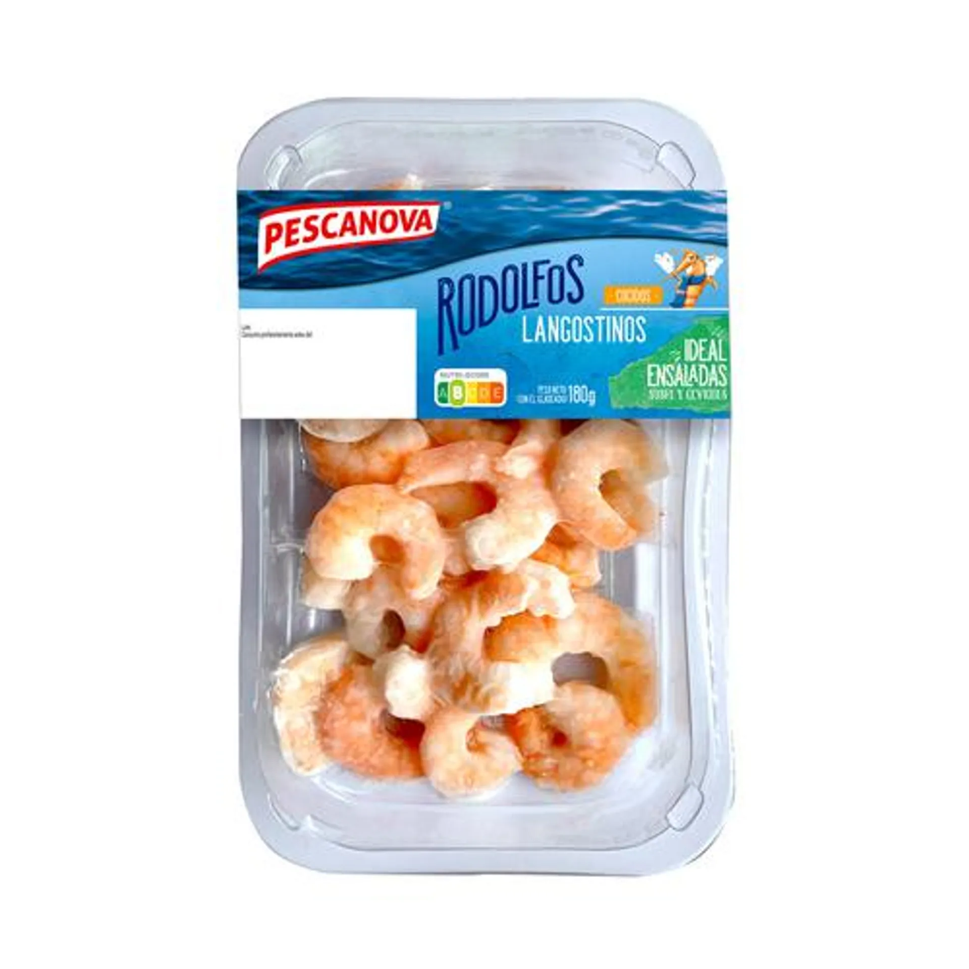 PESCANOVA Langostinos (Rodolfos) cocidos, pelados y ultracongelados PESCANOVA 180 g (P.N.E).