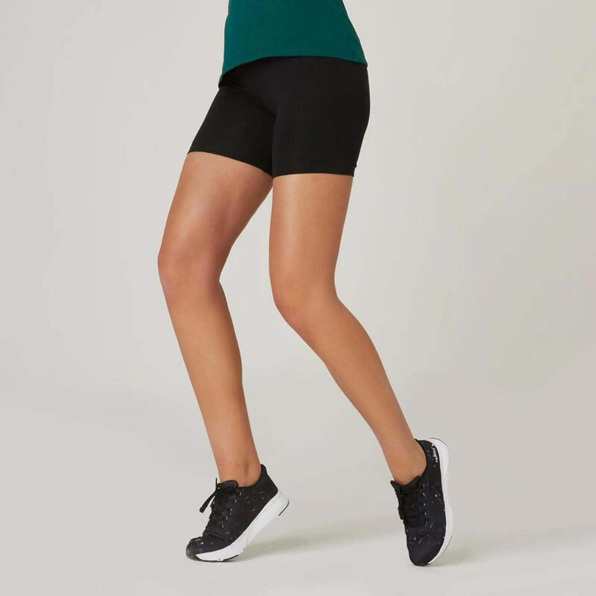 Mallas short ciclista Mujer Domyos Fit+ 500 negro