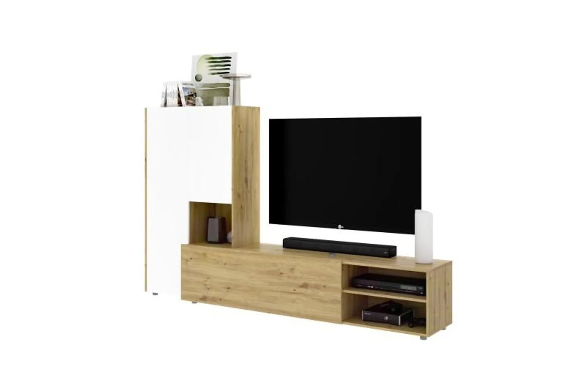 Mueble de salón KEI Roble Nordic y Blanco