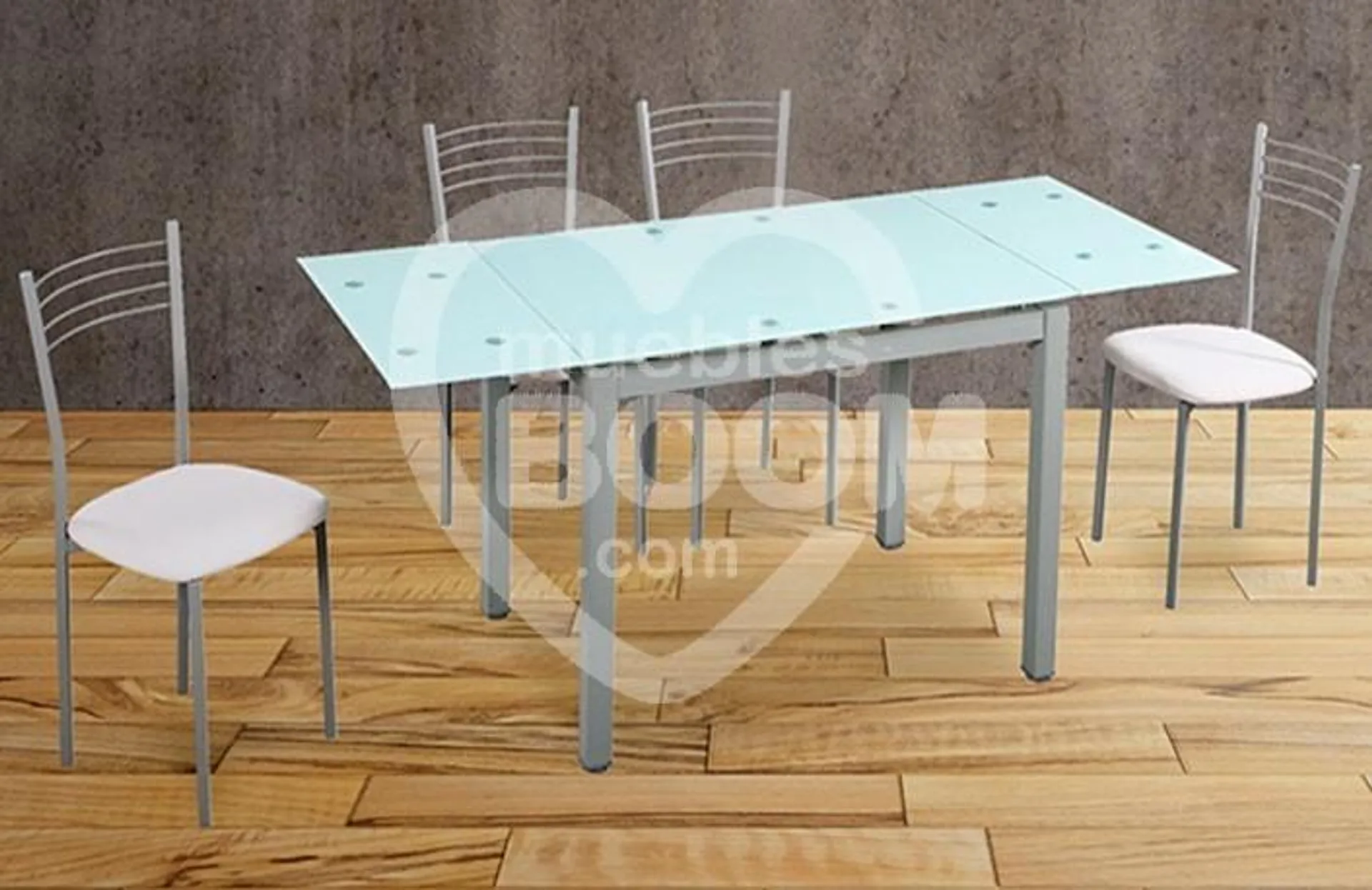 Conjunto mesa cristal + 4 sillas 012.025