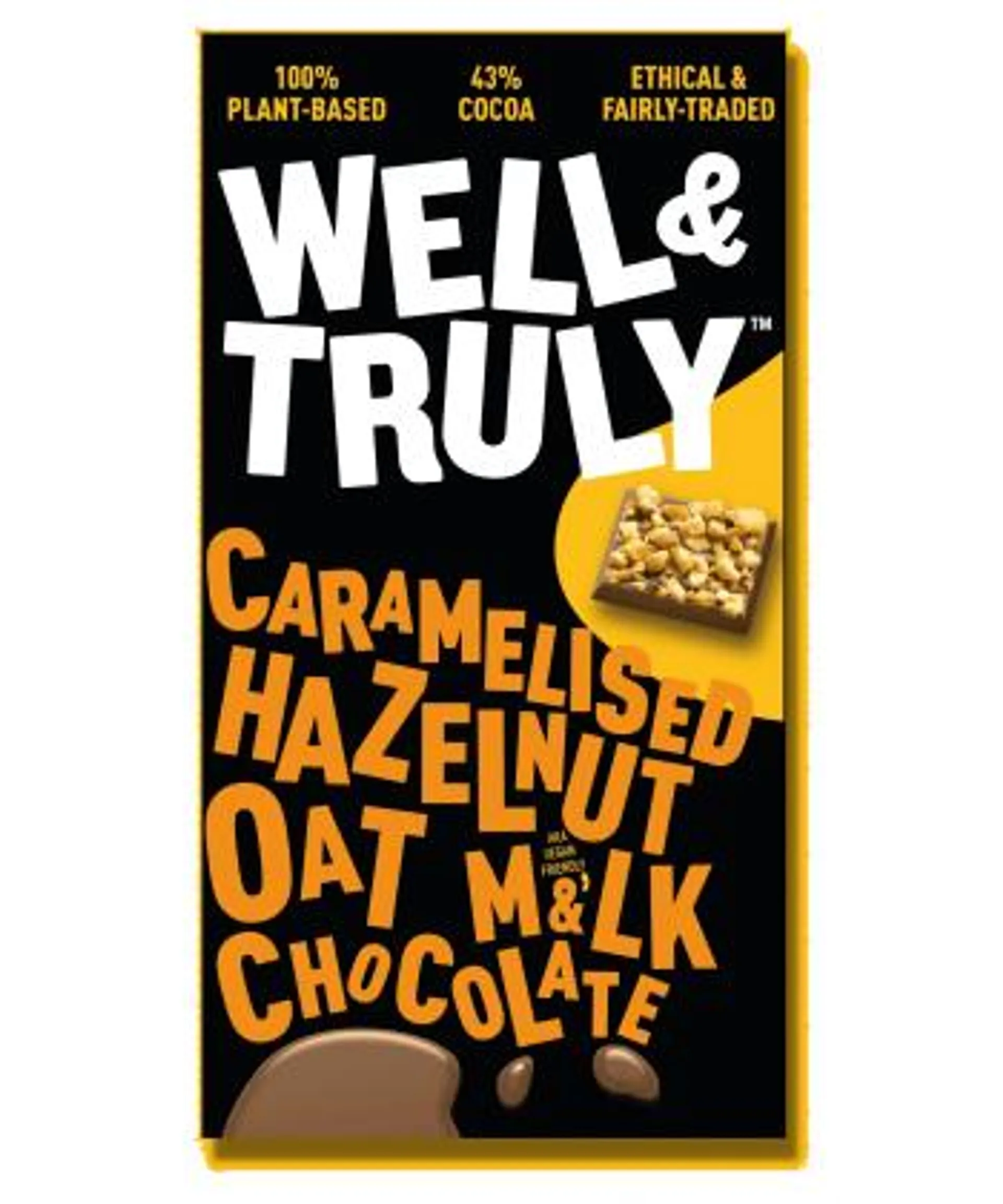 Oat Milk & Chocolate Caramelised Hazelnut 90 gr. Well & Trully