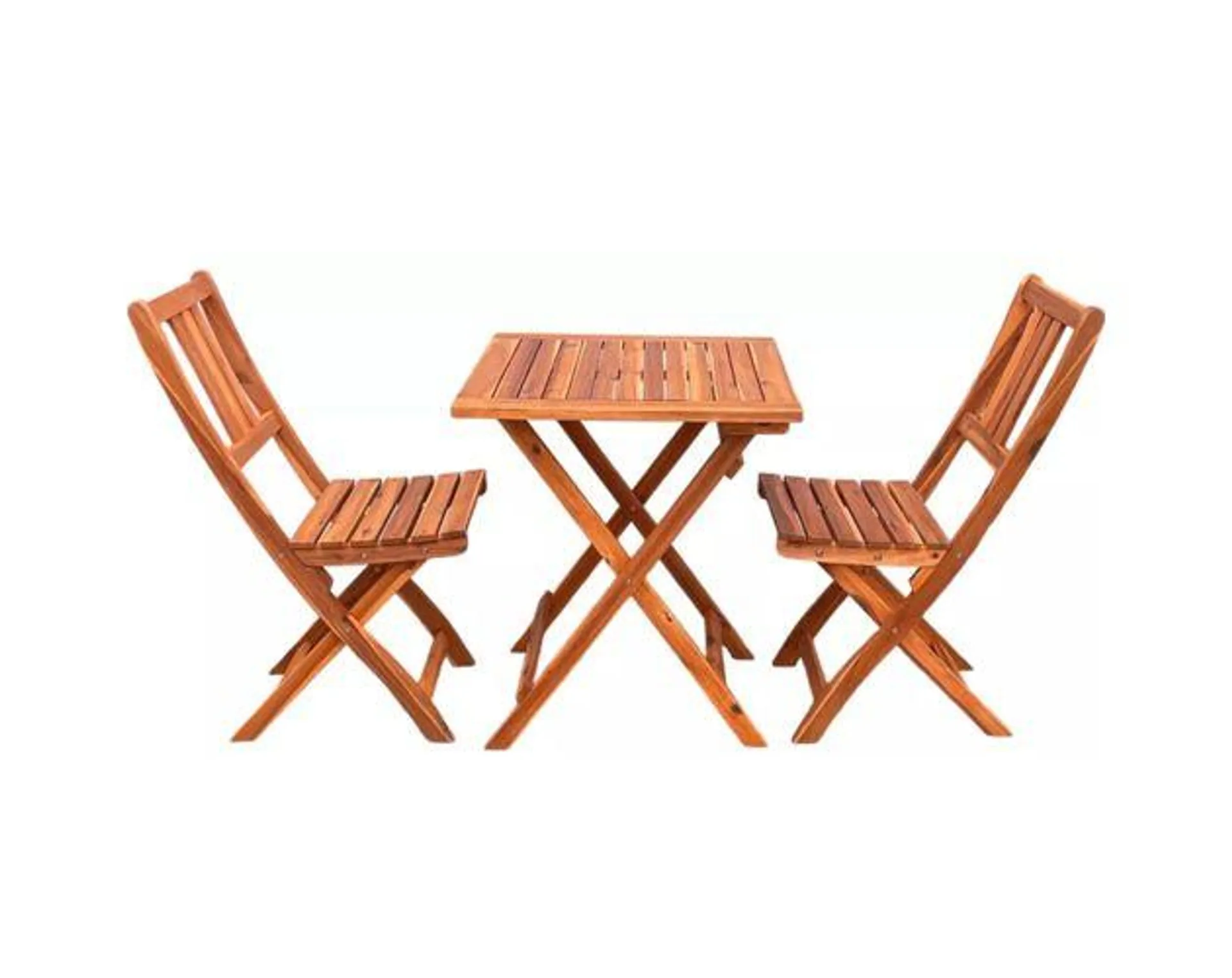 Yoevu - set de bistró 3 piezas plegable, mesa y 2 sillas madera de acacia