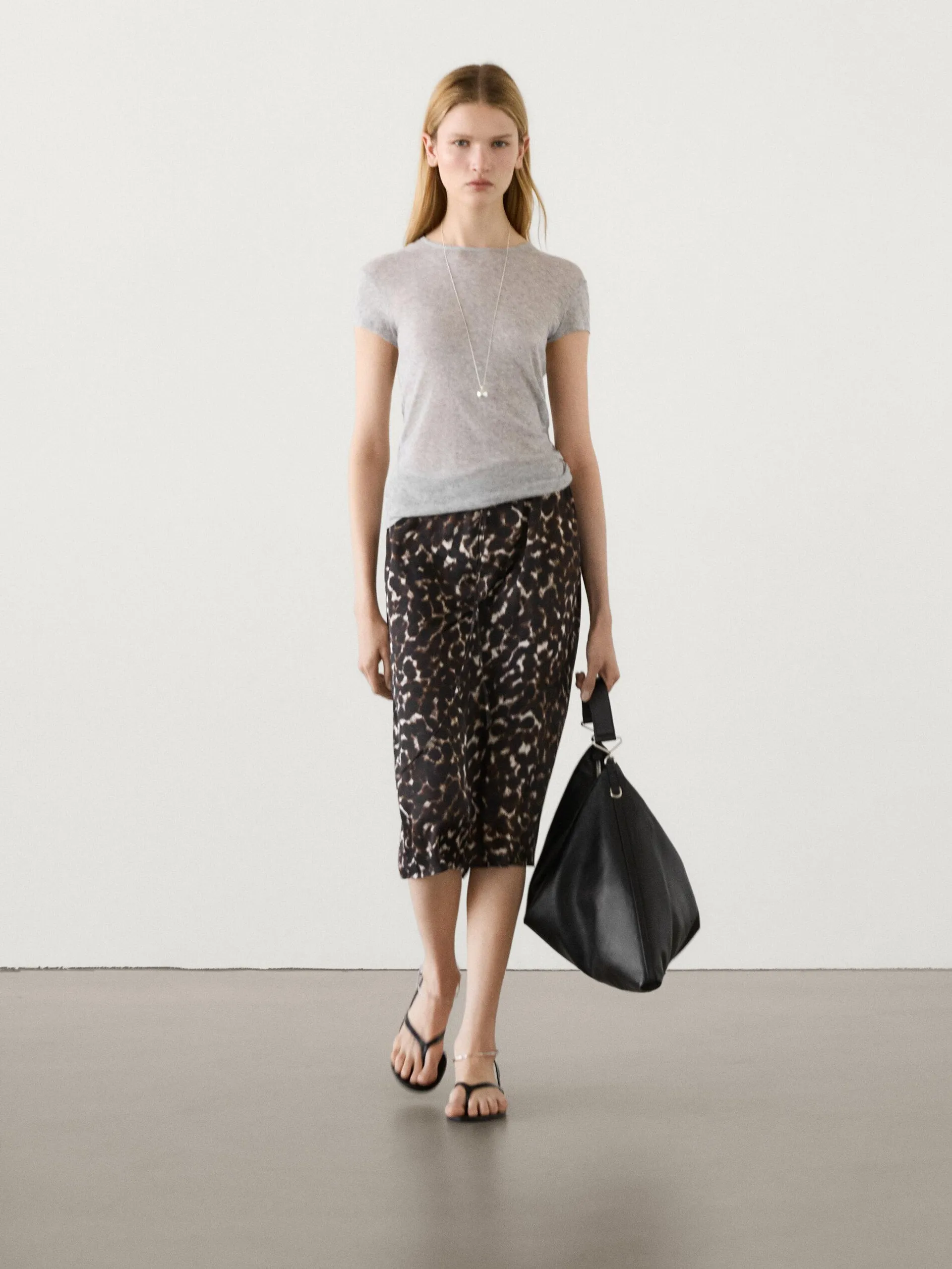 Falda midi animal print