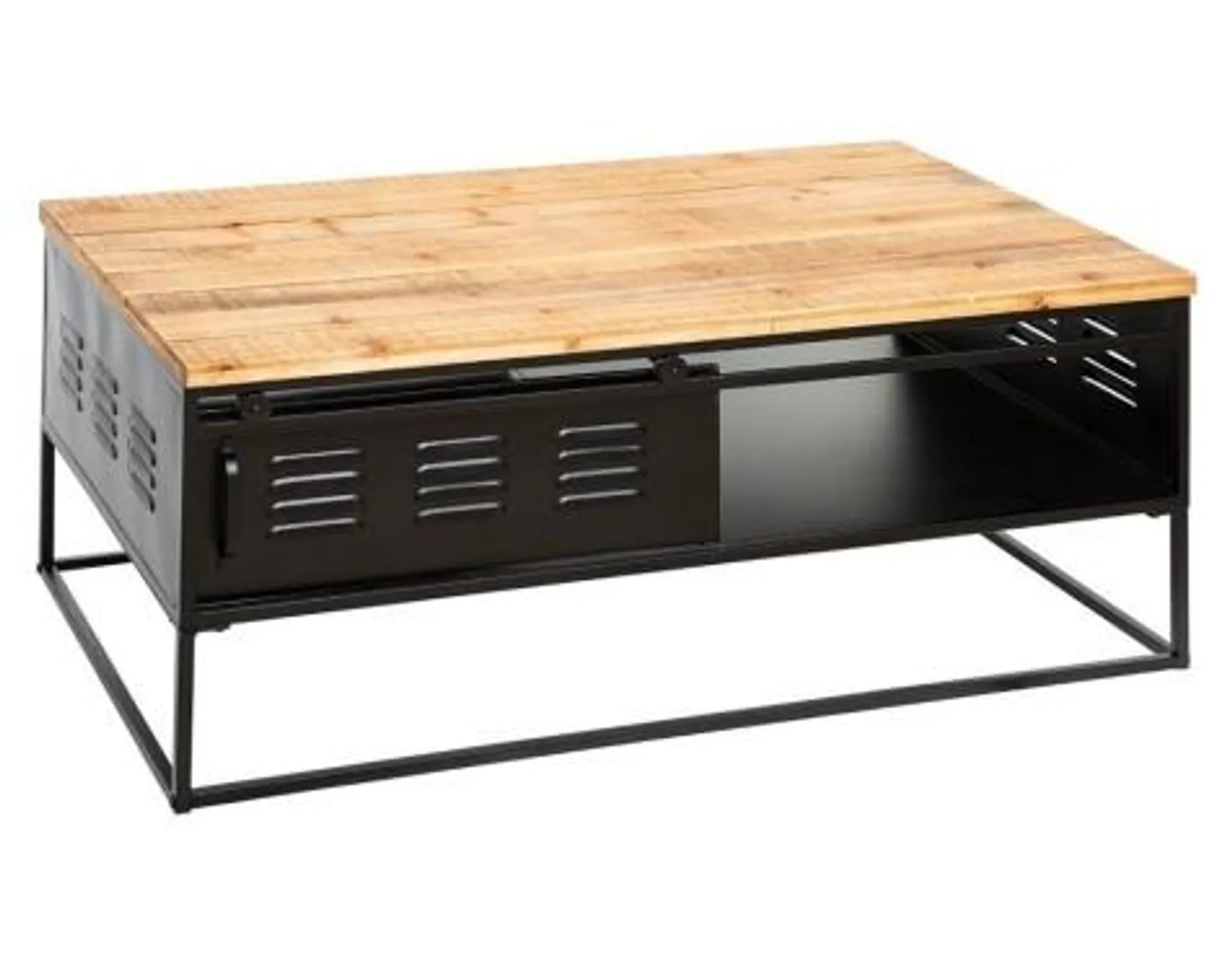 Mesa De Centro Lirio Madera Y Hierro Negro