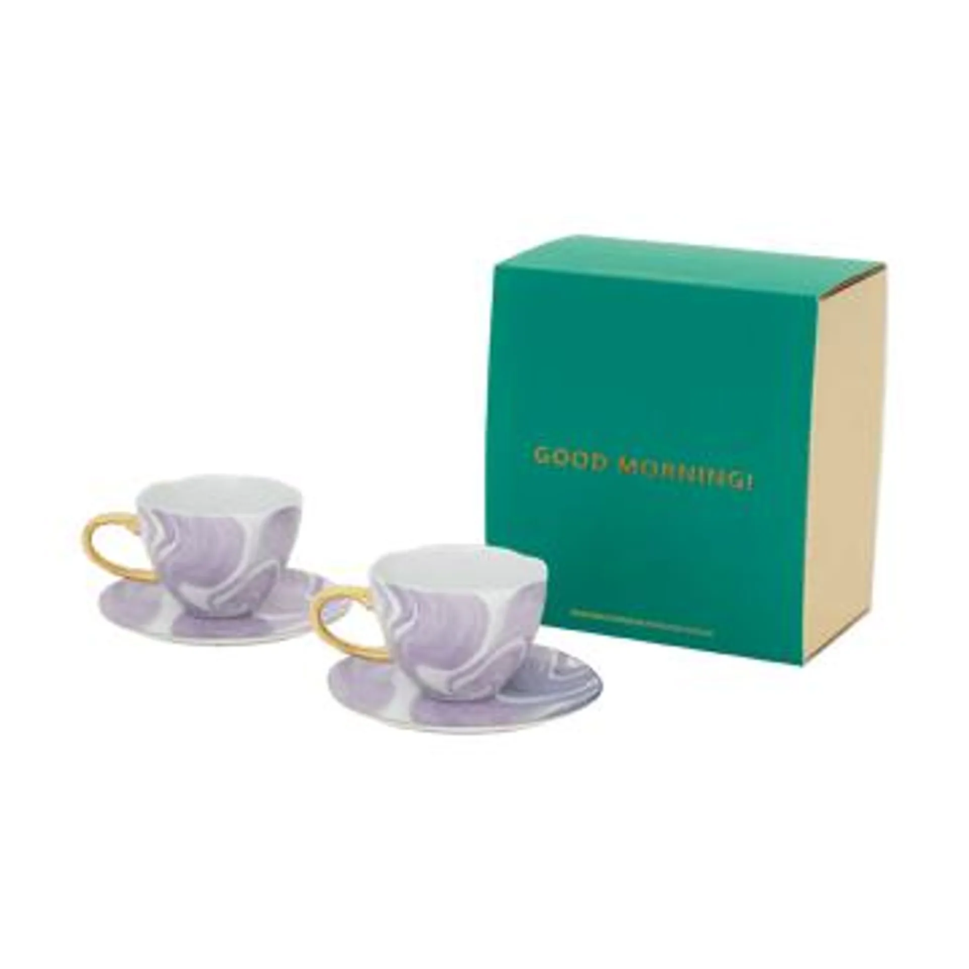 Good Morning gift set Cappuccino mug & saucer 2-pack