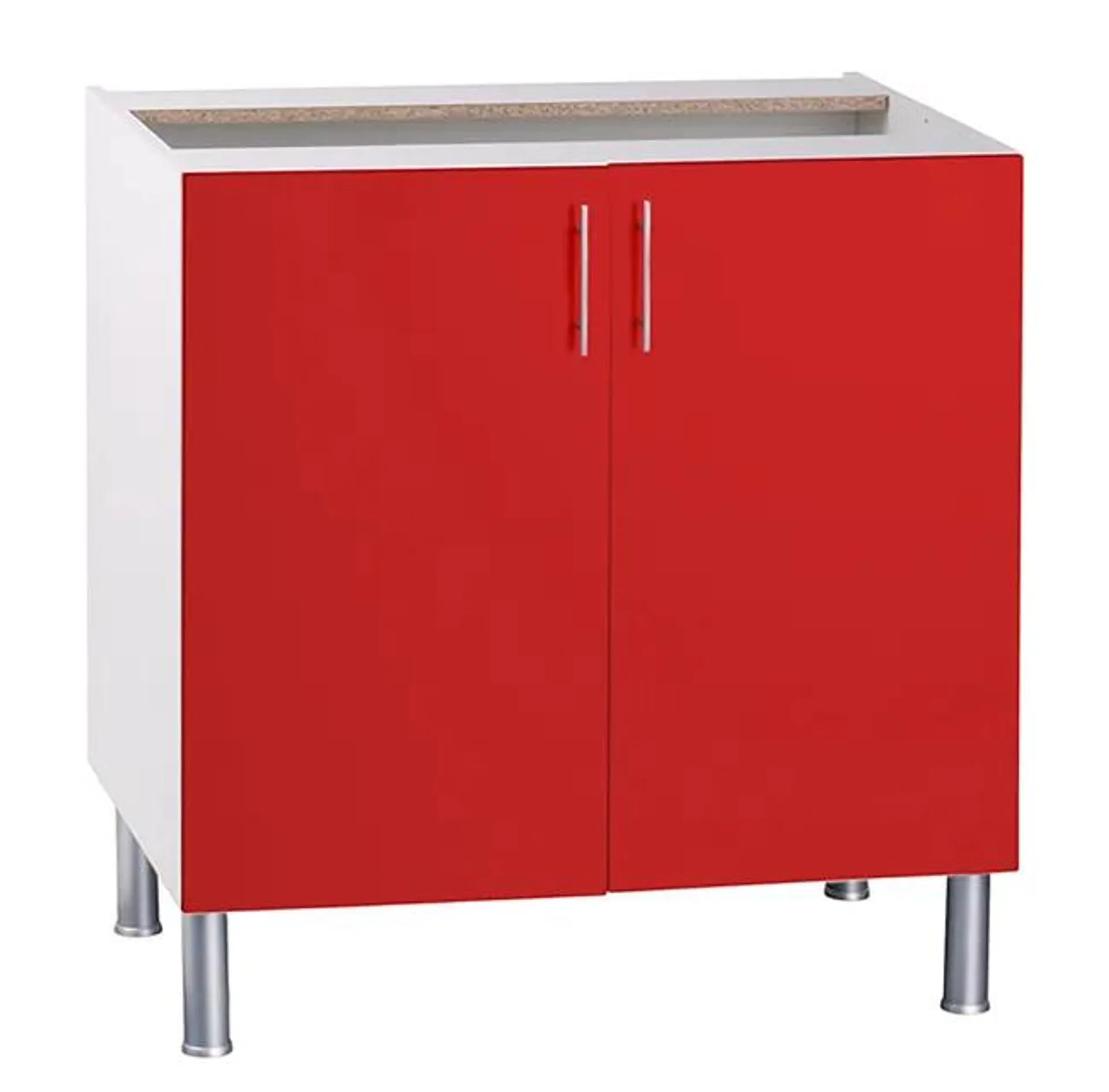 Mueble bajo BASIC rojo 2 puertas fabricado en aglomerado 80 x 70 cm