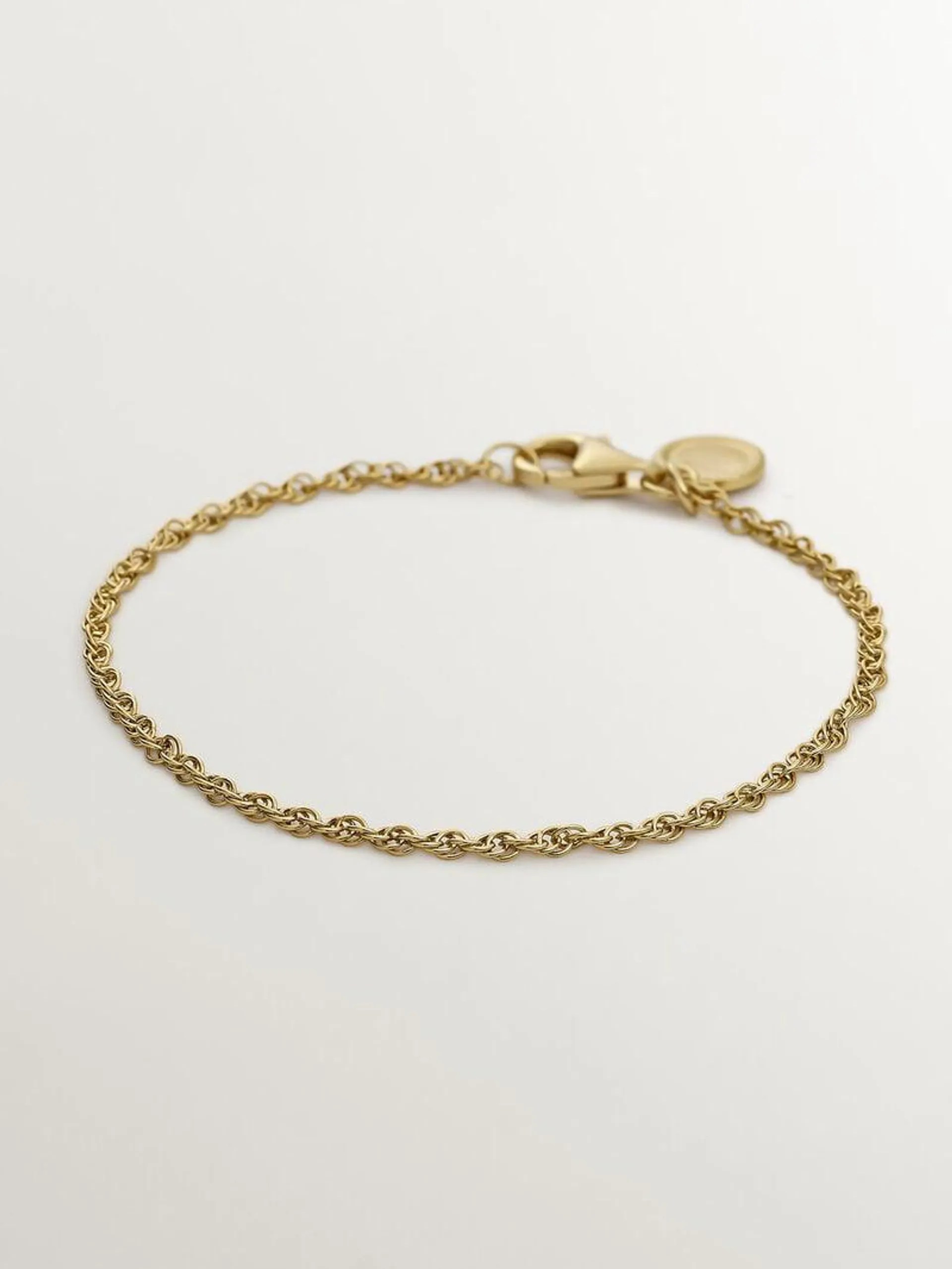 Pulsera de eslabones rope plata 925 bañada en oro amarillo de 18K