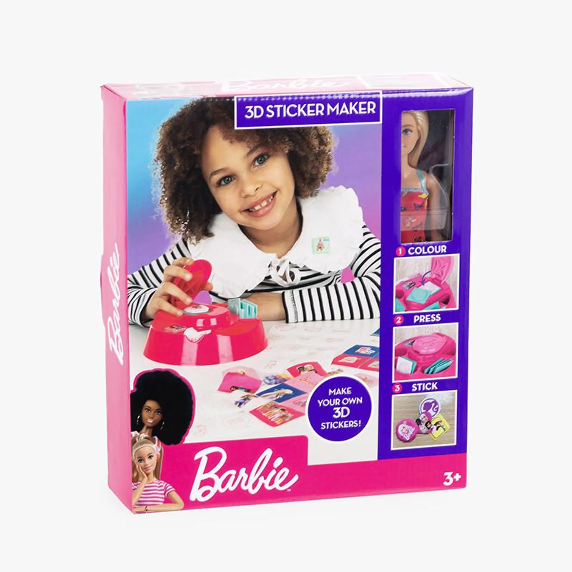 BARBIE CON ACCESORIOS CREA STICKERS 3D