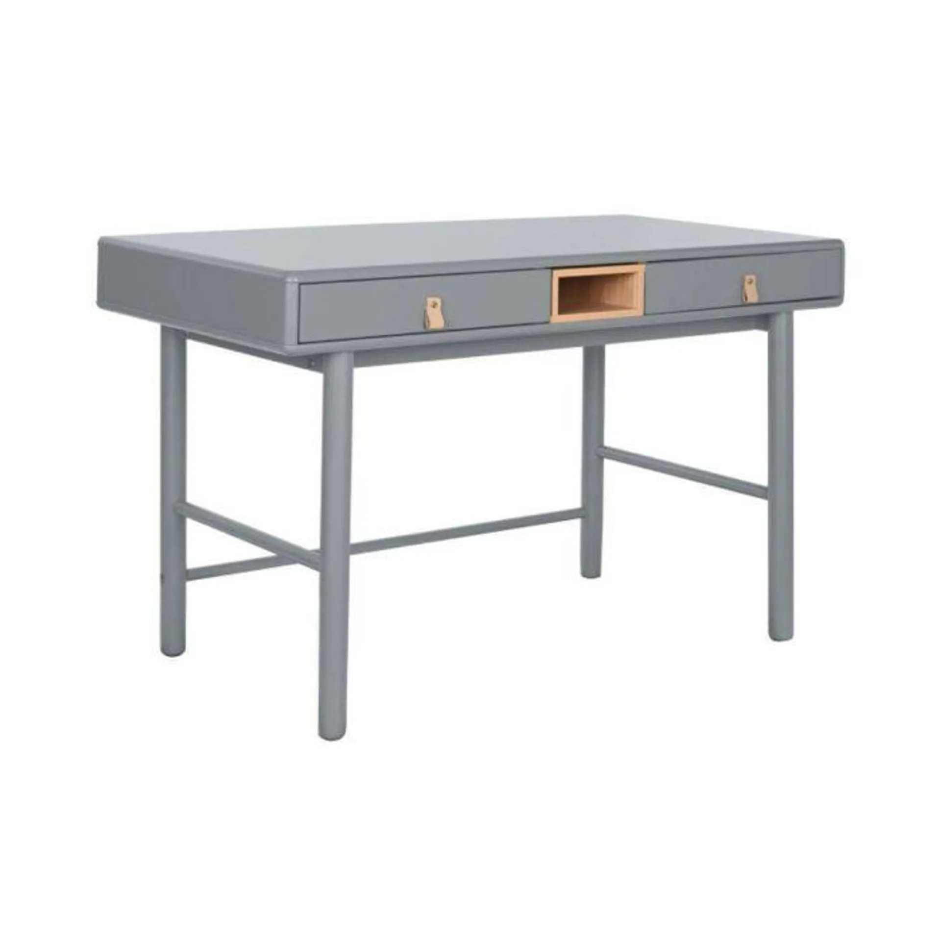 Escritorio vintage Gris de MDF con Hueco Central y 2 Cajones Laterales MB-209009