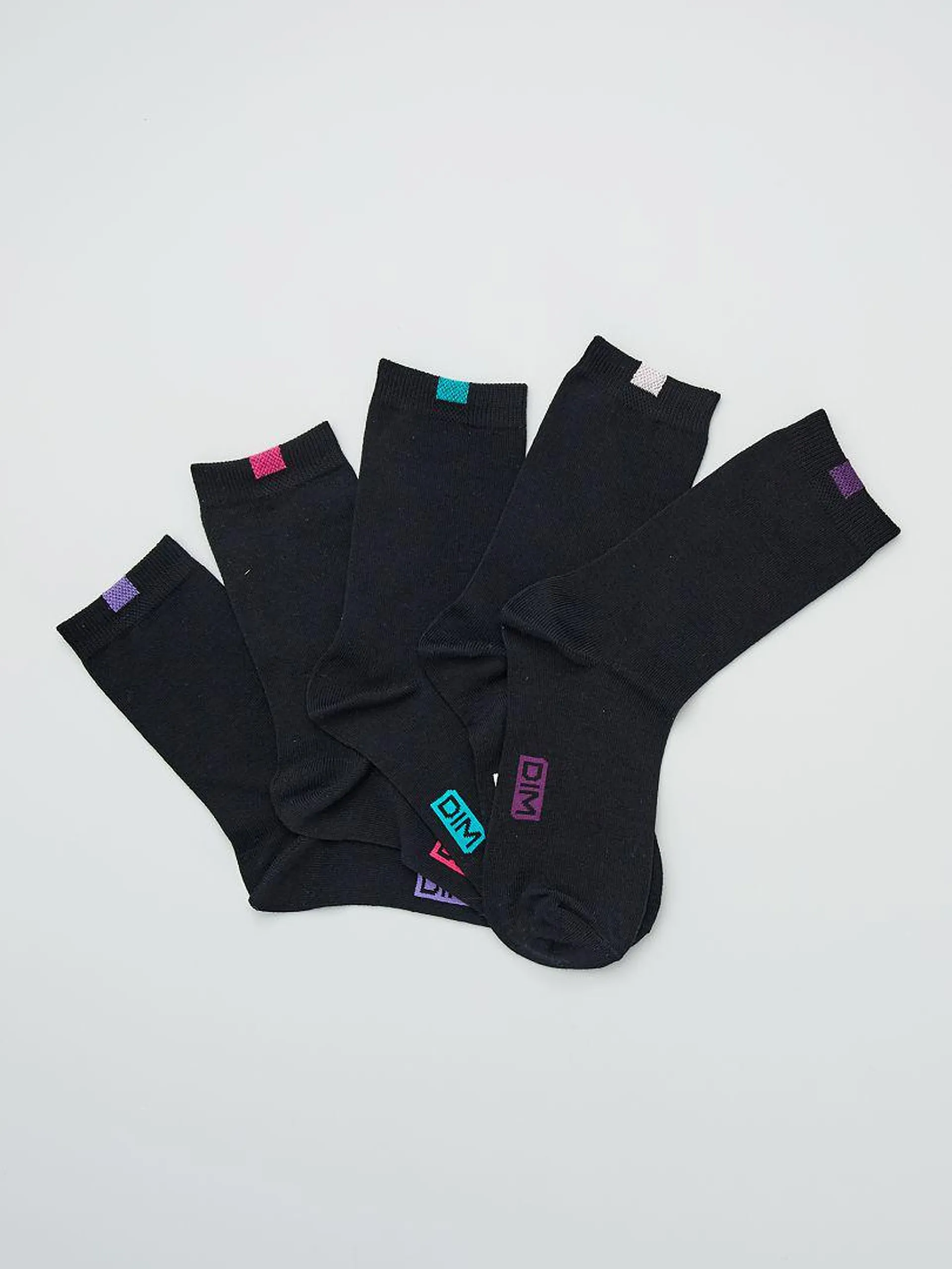 Pack de 5 pares de calcetines 'DIM' - NEGRO