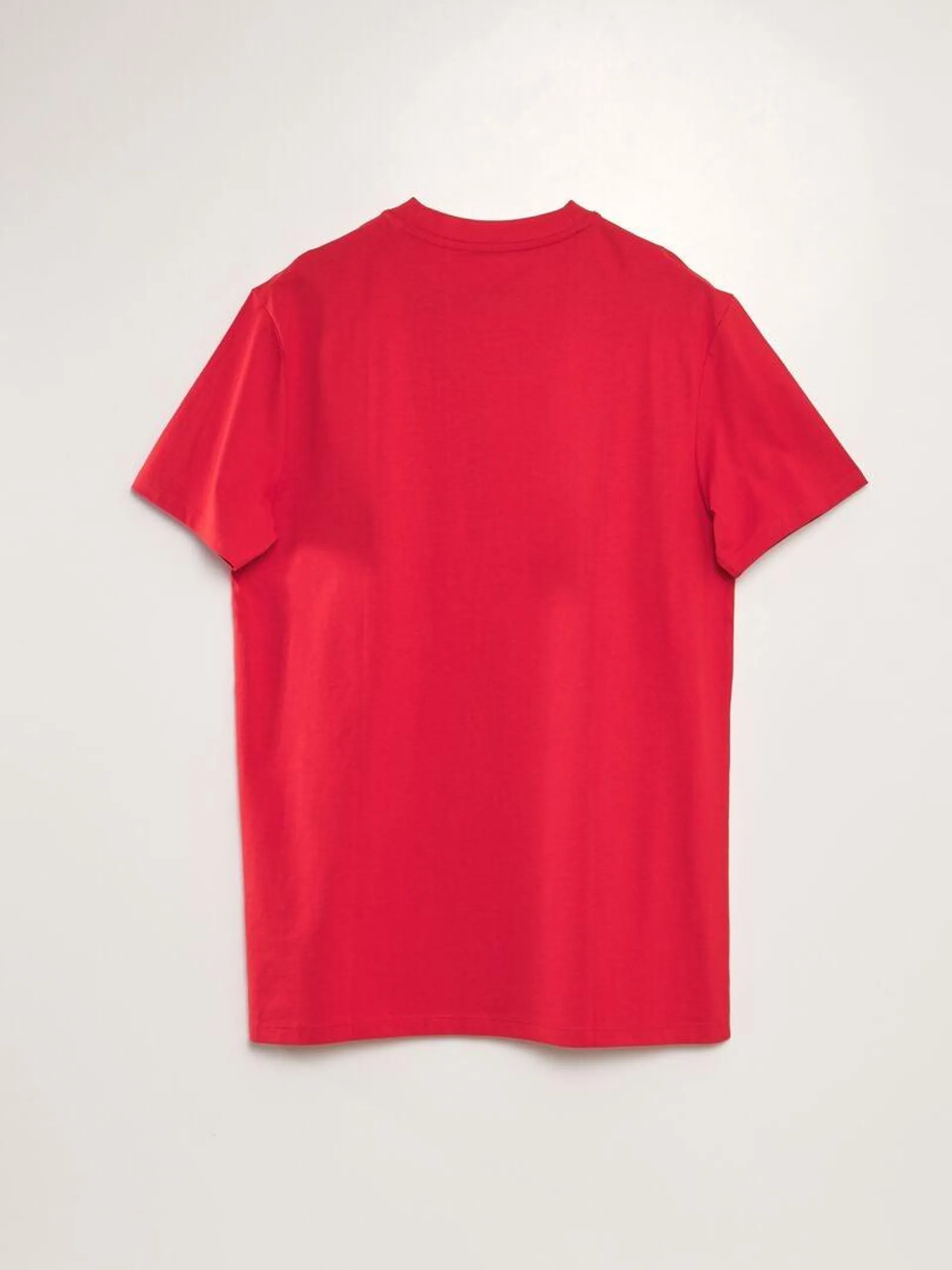 Camiseta de algodón con cuello redondo - rojo