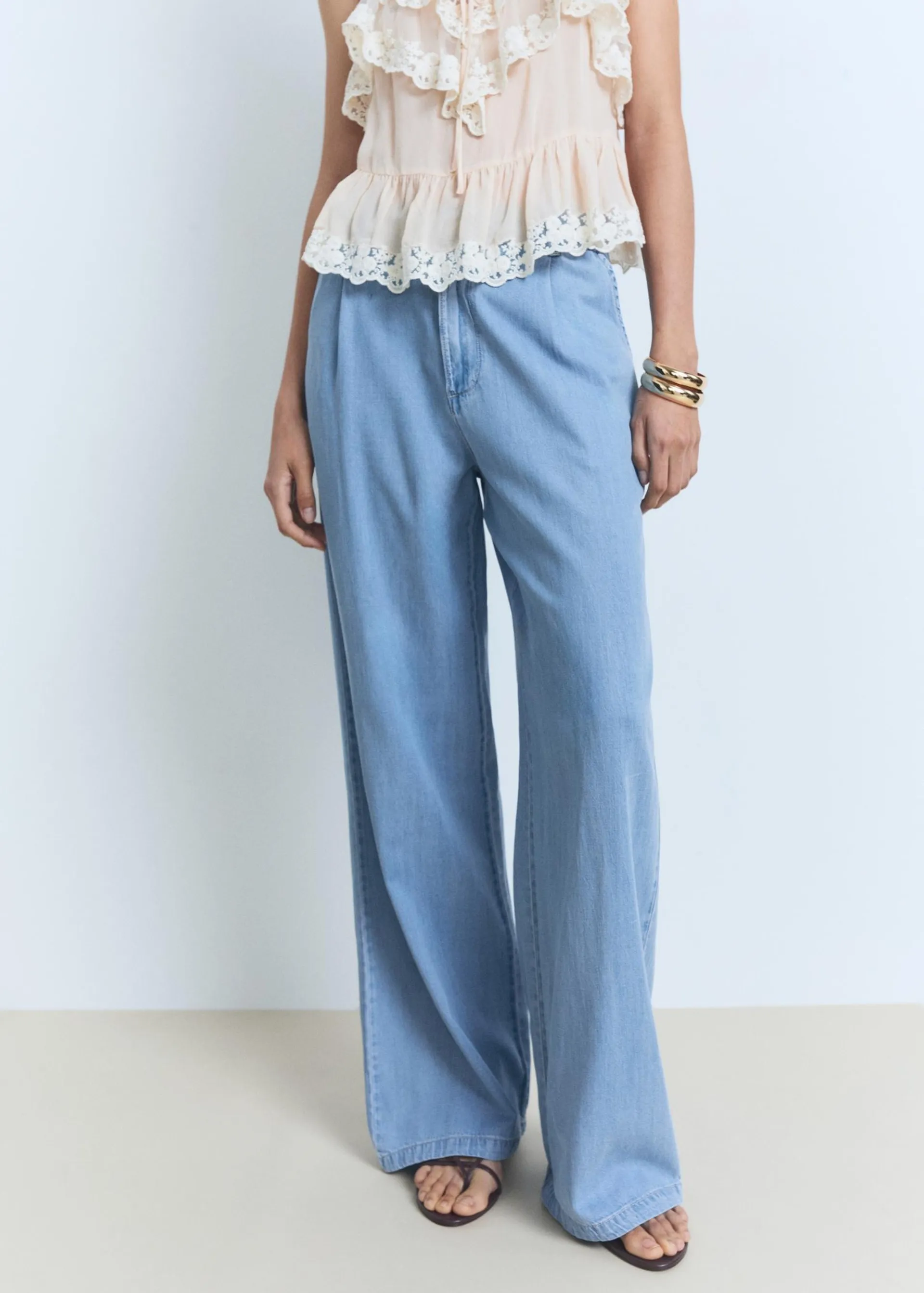 Pantalón wideleg lyocell pinzas