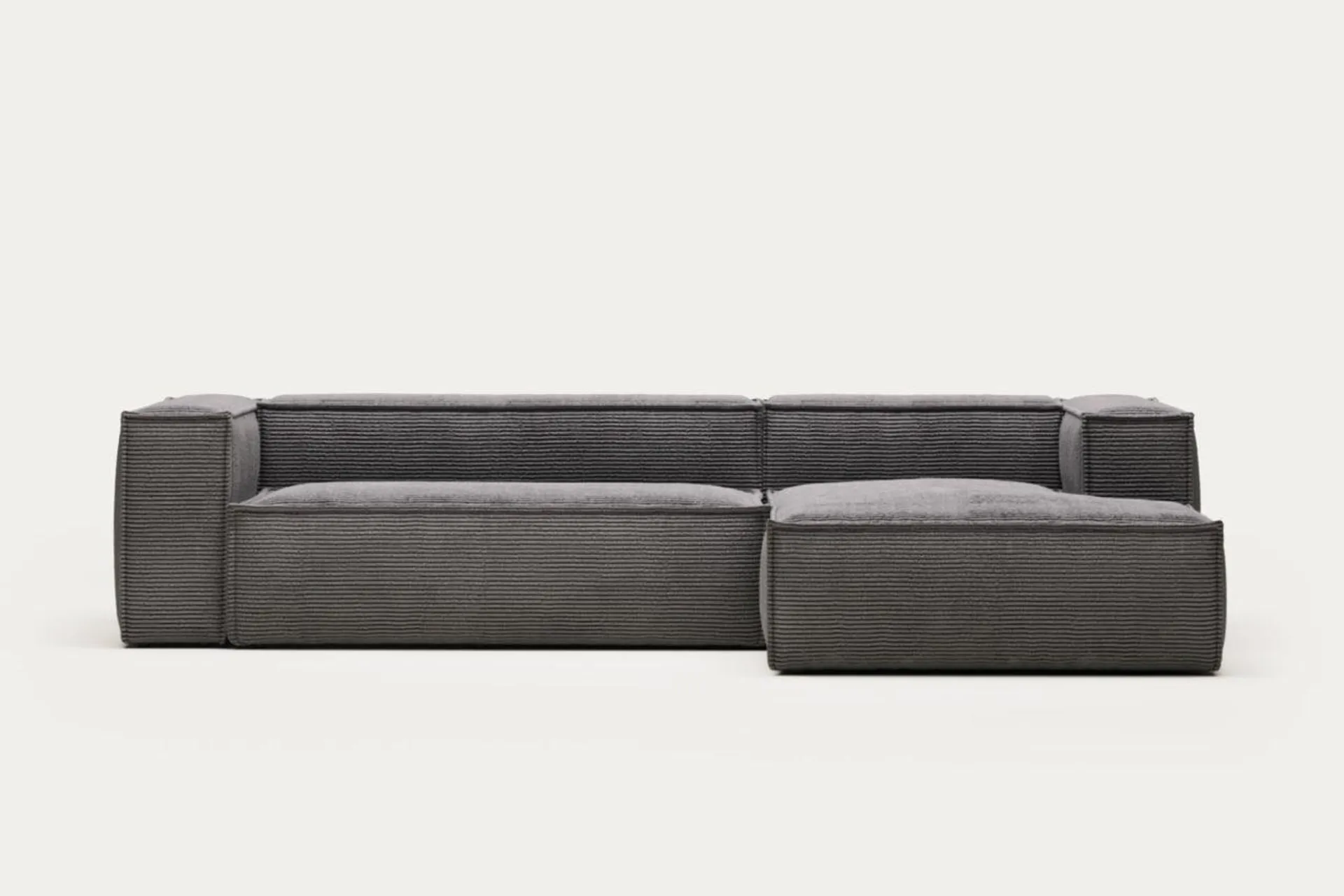 Sofá Blok 3 plazas chaise longue derecho pana gruesa gris 300 cm