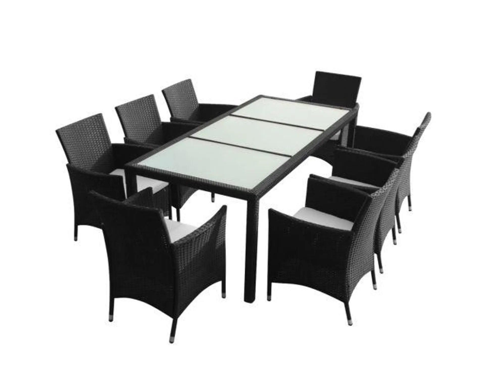 vidaXL set comedor de jardín 9 piezas y cojines ratán sintético negro