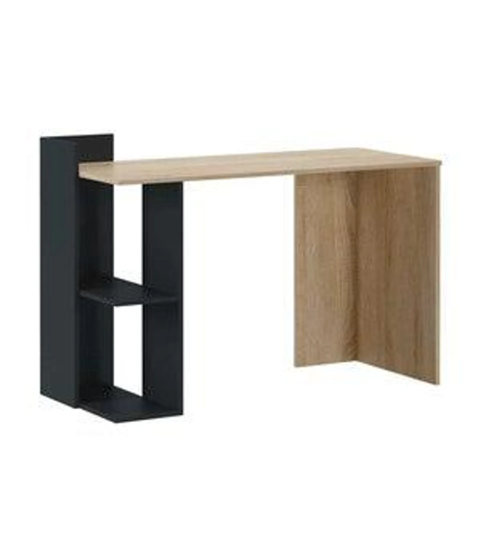 Mesa escritorio TOKIO mesa de oficina con 2 estantes 120x50x86 cm color Negro y Roble