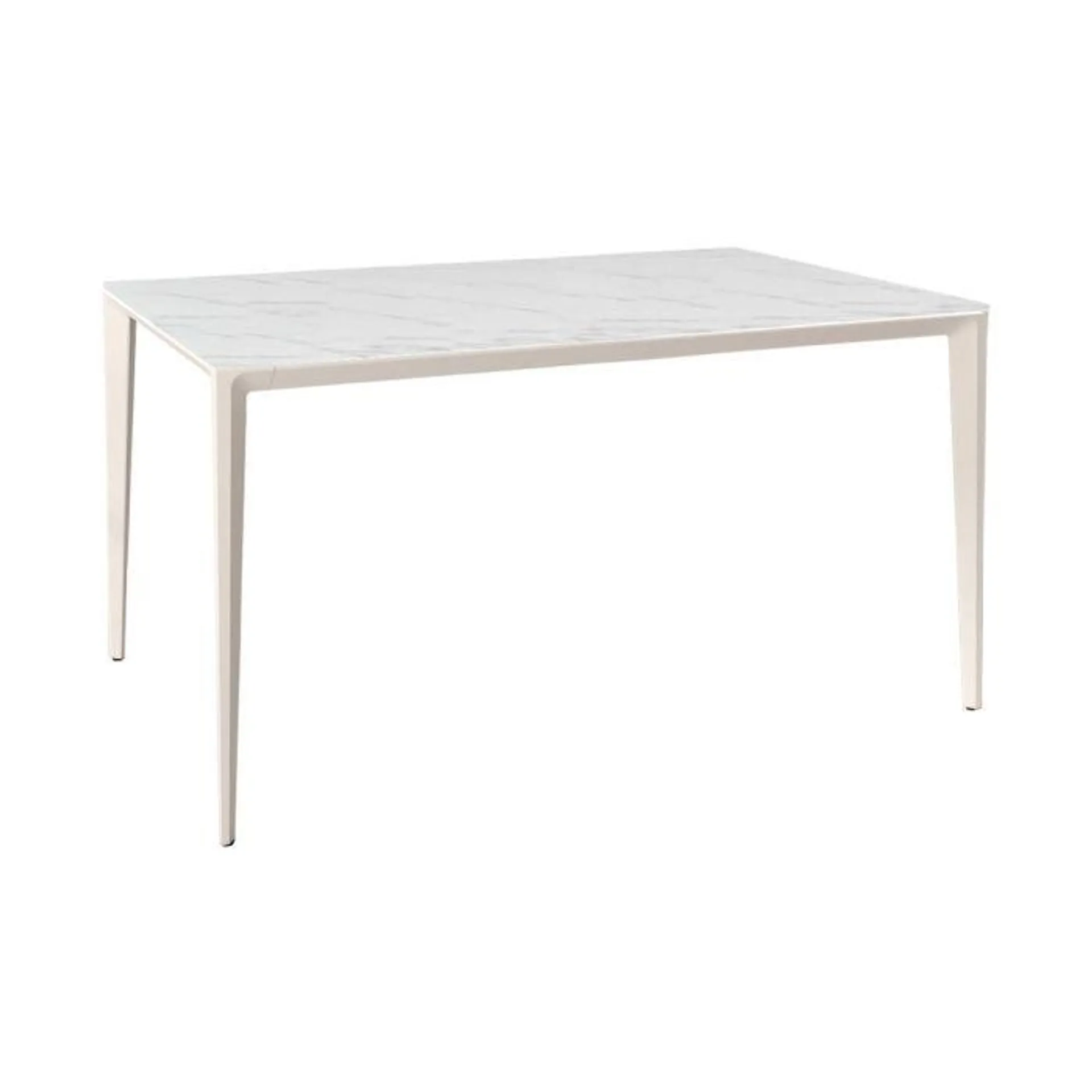 Mesa de Comedor Rectangular 180 cm Porcelánico y Metal Marfil Cortés